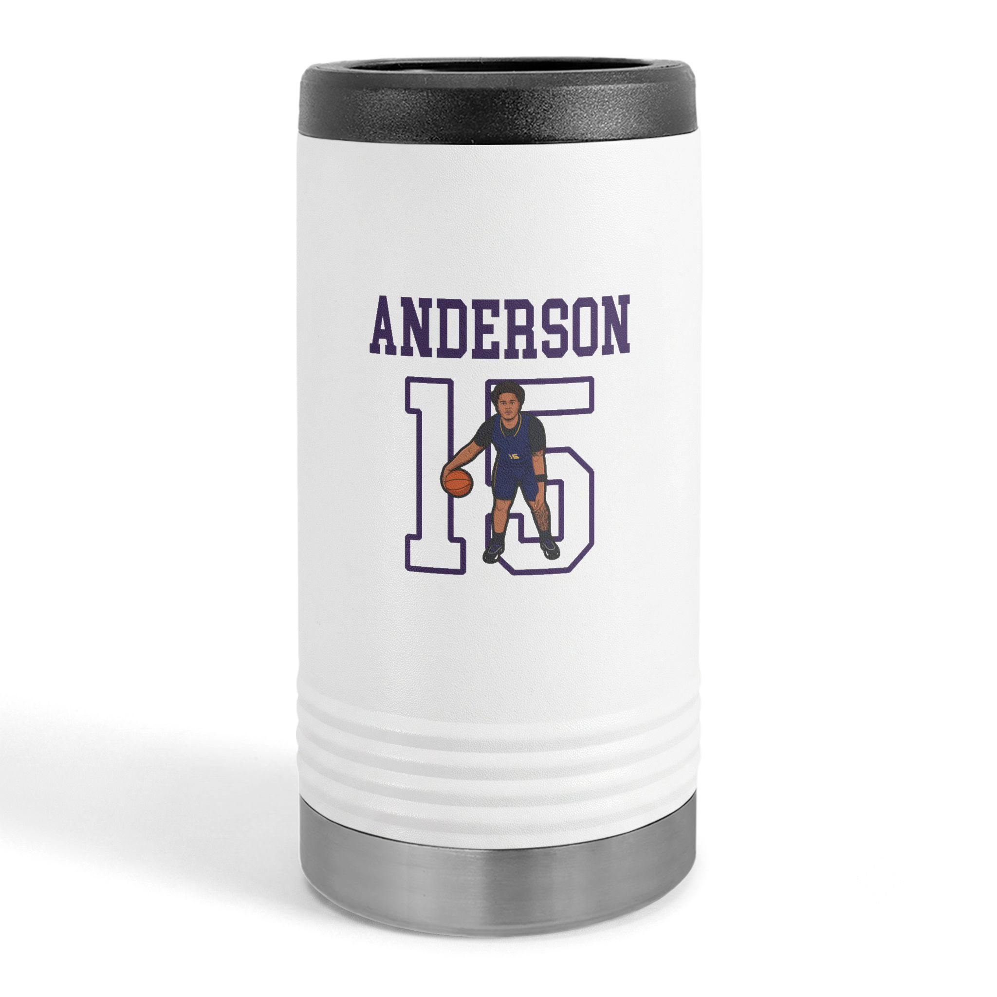 Slim Stainless Can Cooler — character_shirsey in White