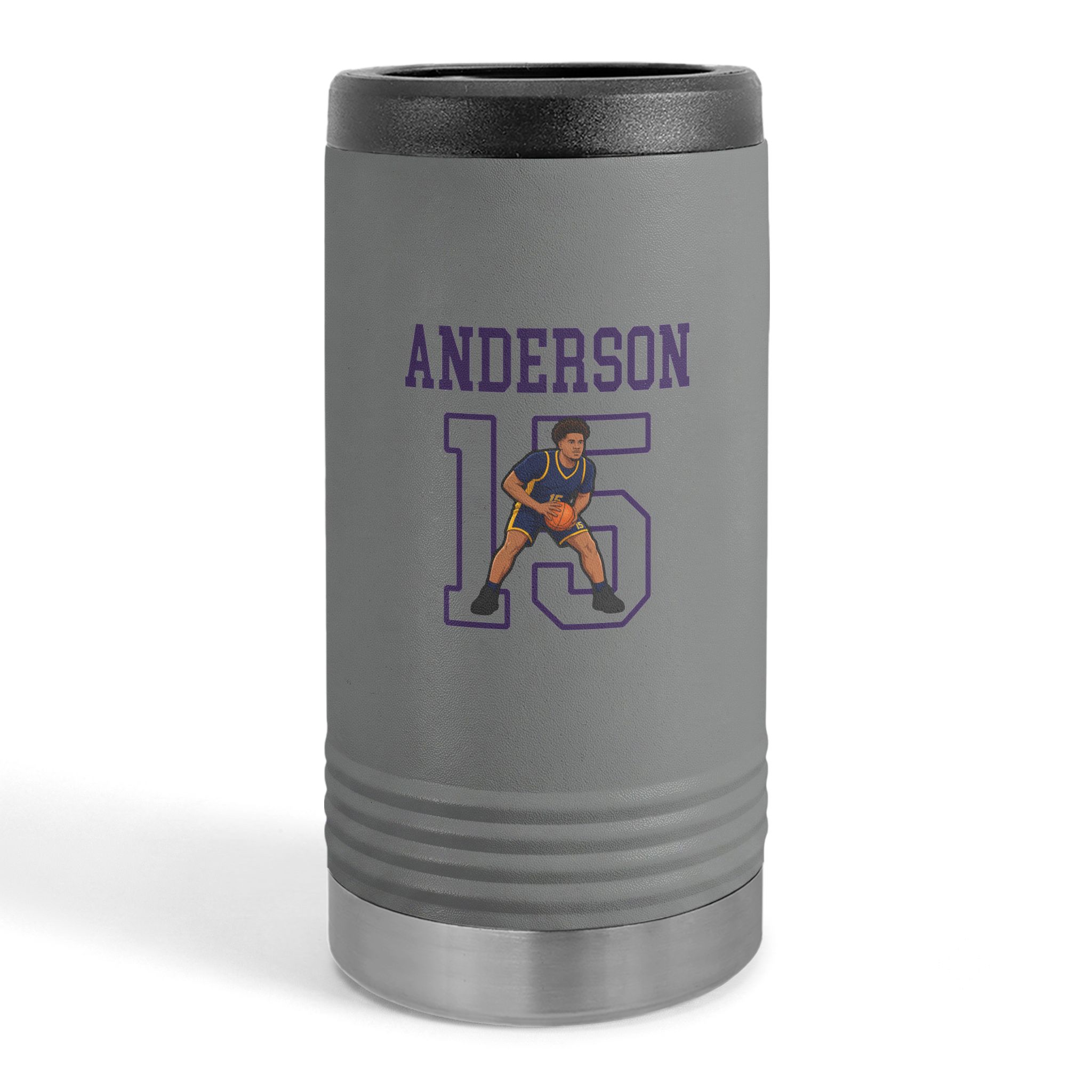 Slim Stainless Can Cooler — character_shirsey in Grey