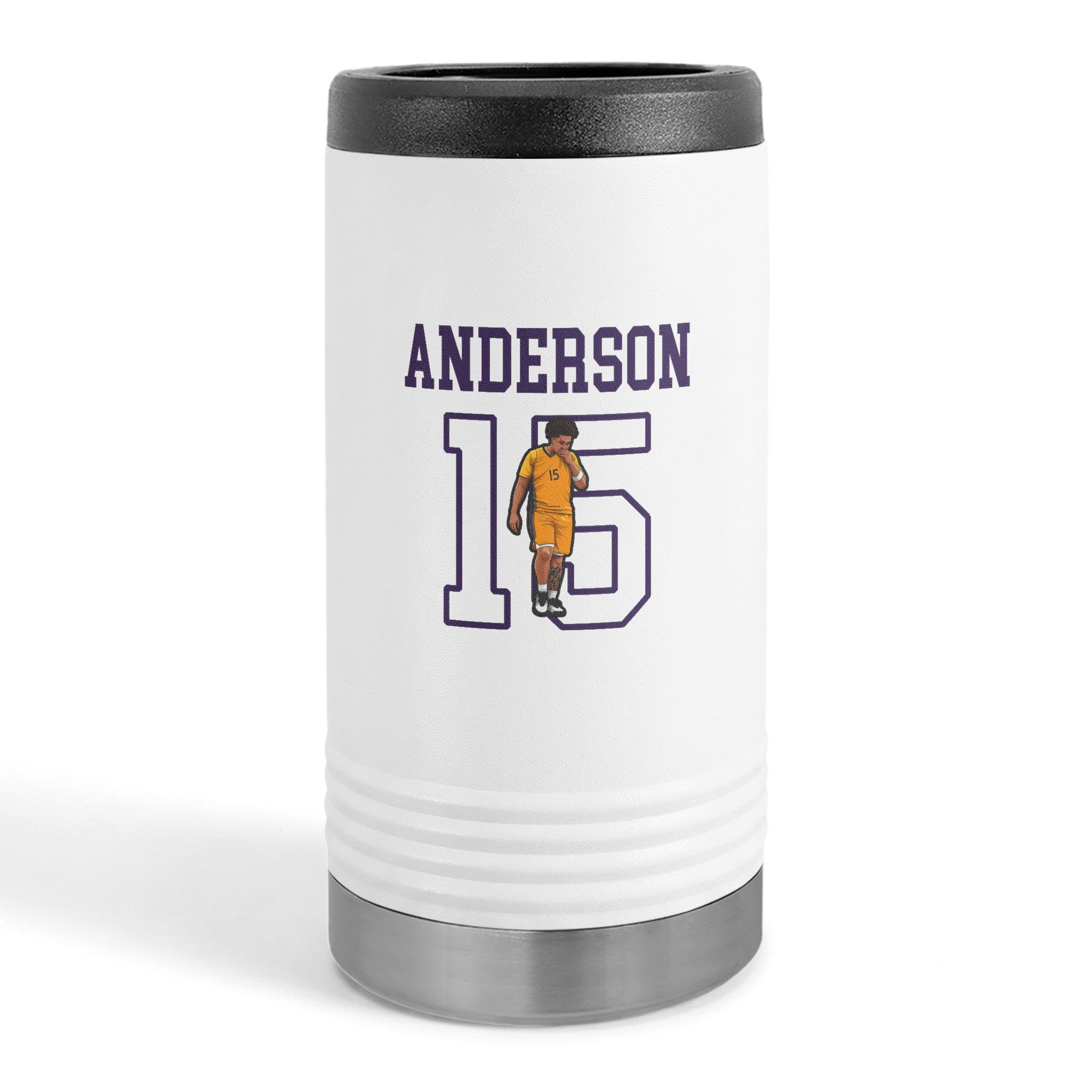 Slim Stainless Can Cooler — character_shirsey in White