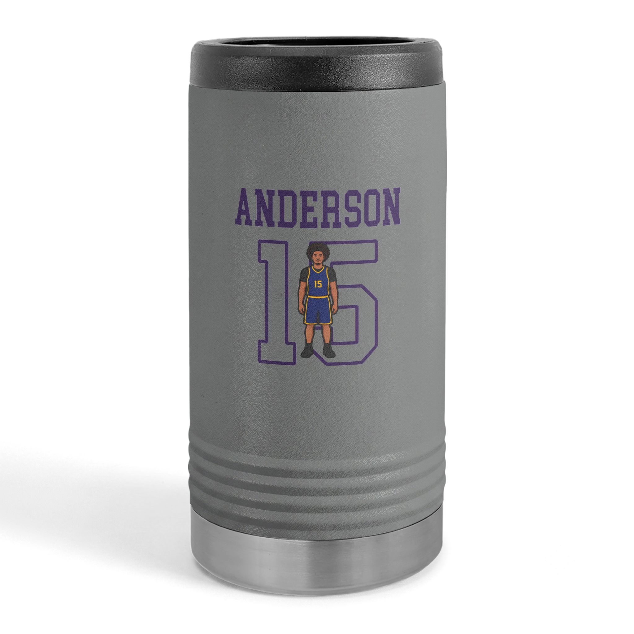 Slim Stainless Can Cooler — character_shirsey in Grey