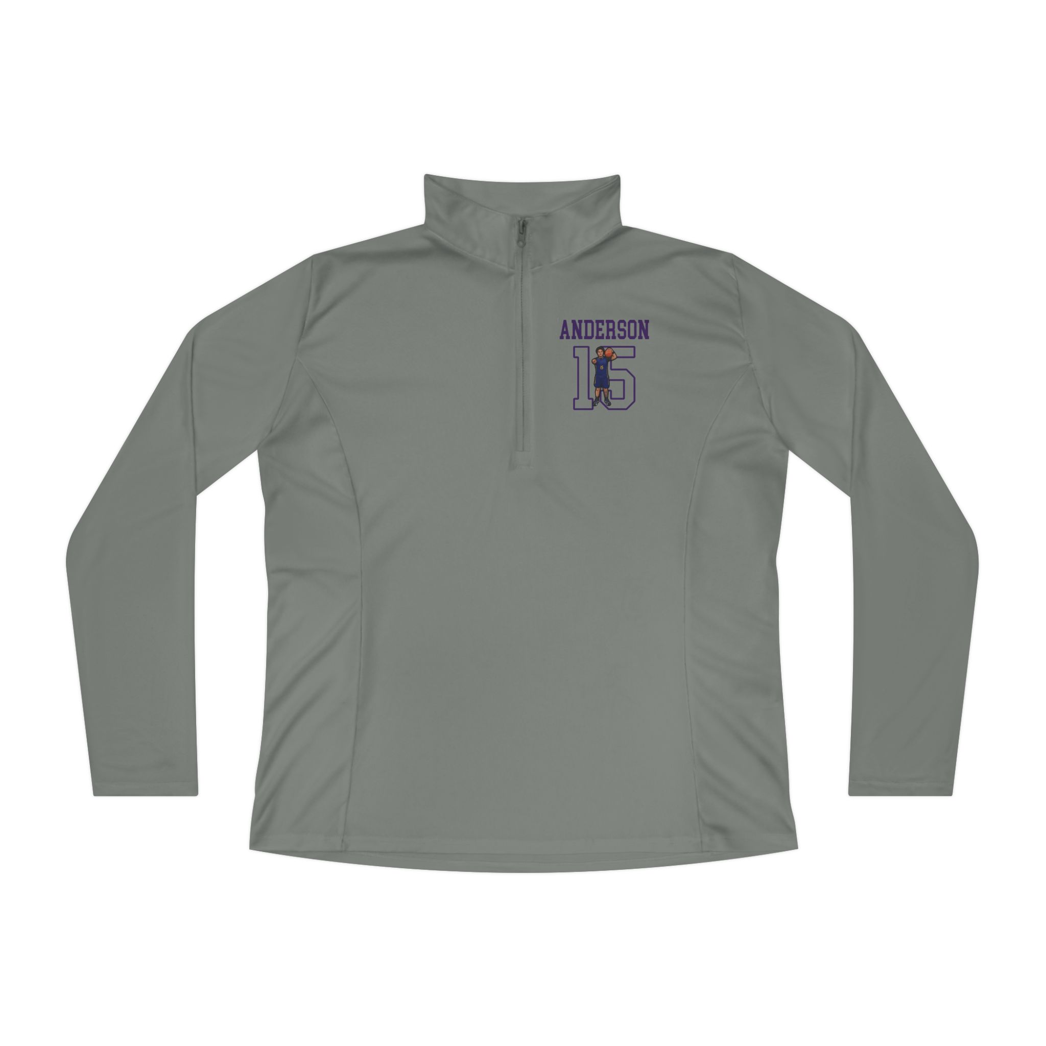 Women's Q-Zip Pullover — character_shirsey in Grey