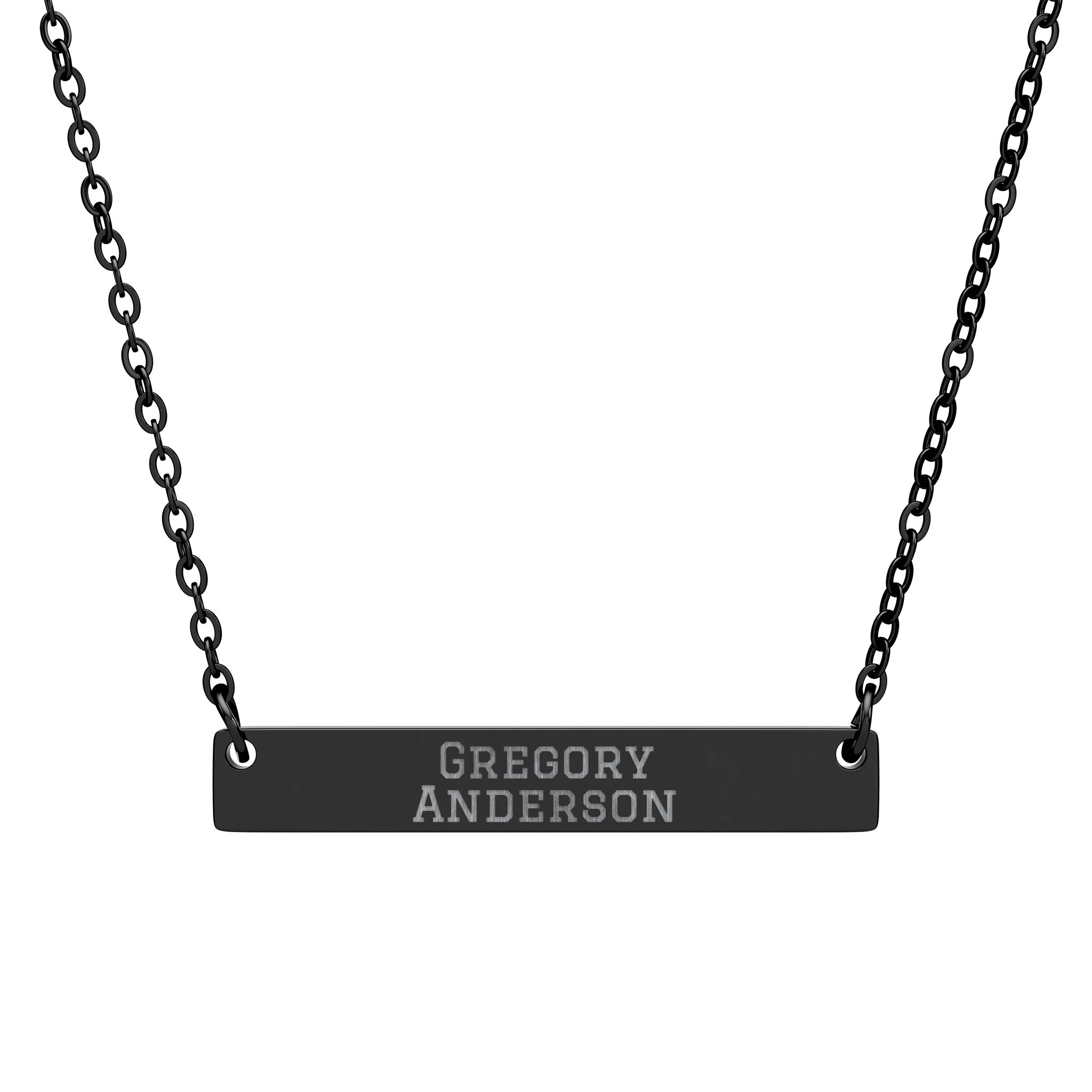 Engraved Bar Necklace — Classic in Black