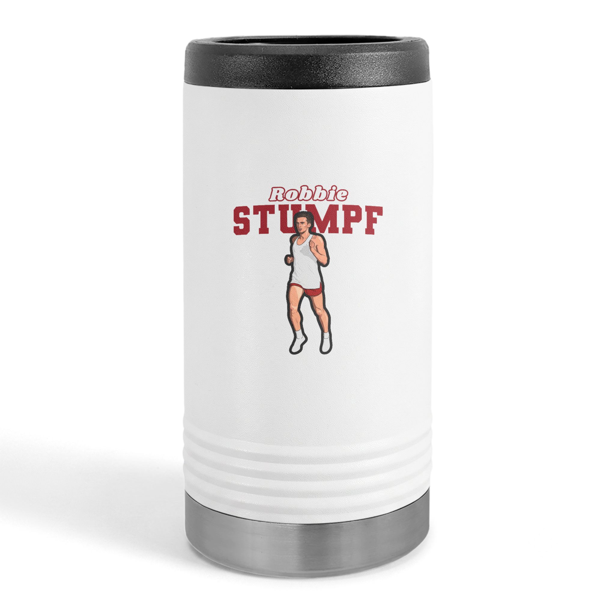 Slim Stainless Can Cooler — character_name_arch in White