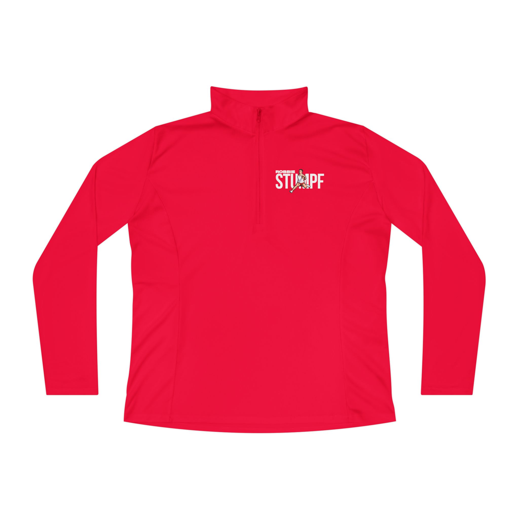 Women's Q-Zip Pullover — character_player_name in Red
