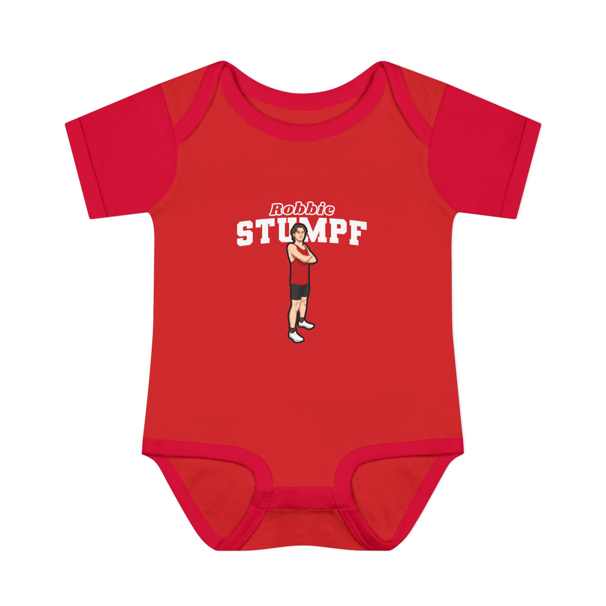 Baby Onesie — character_name_arch in Red