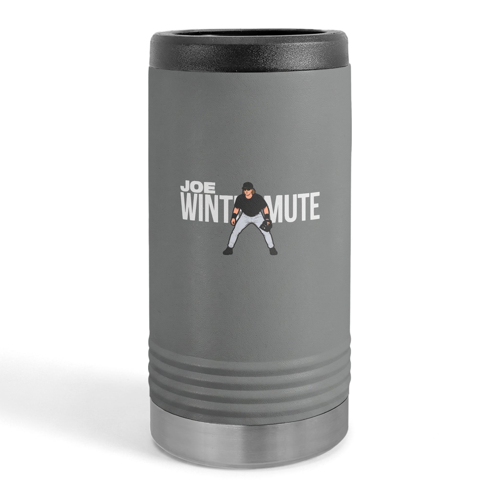 Slim Stainless Can Cooler — character_player_name in Grey