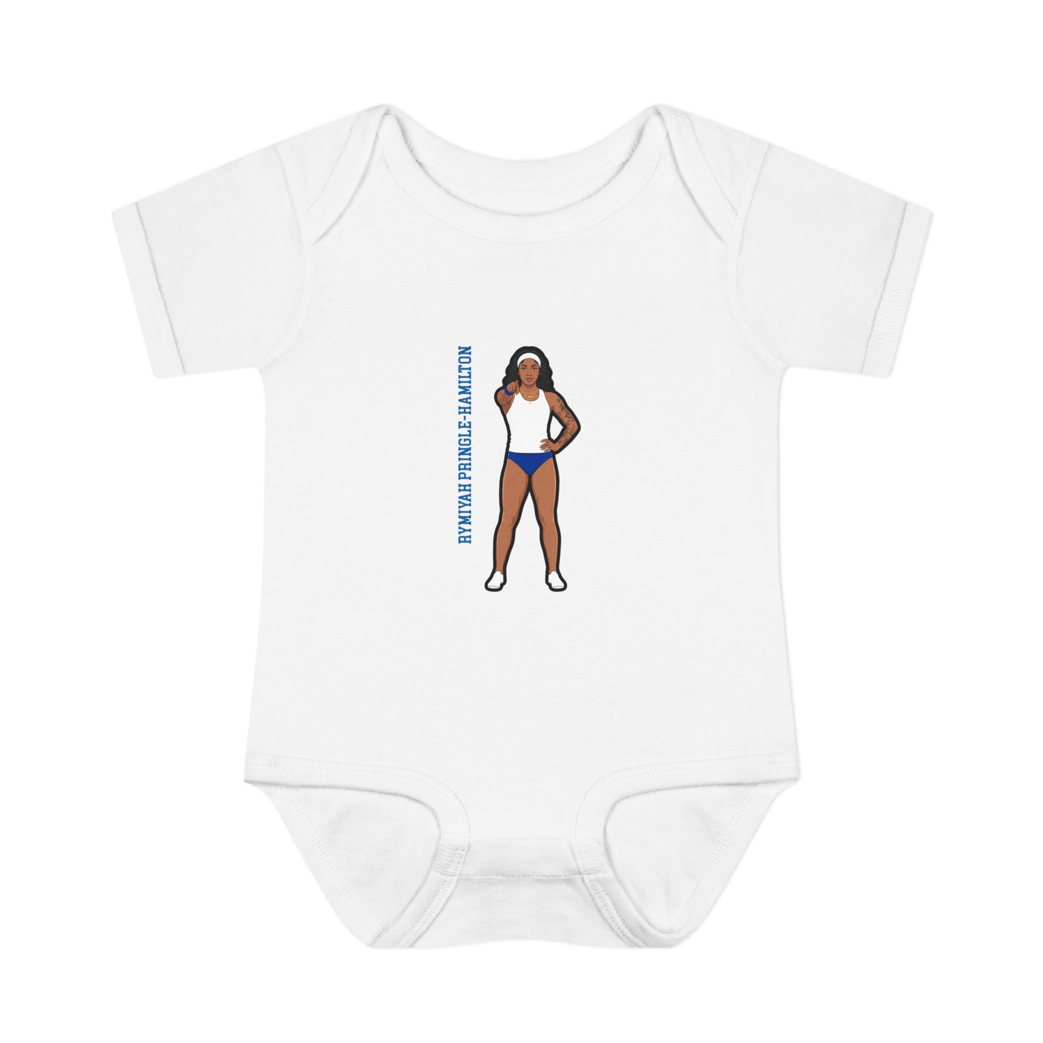 Baby Onesie — character_name_vertical in White