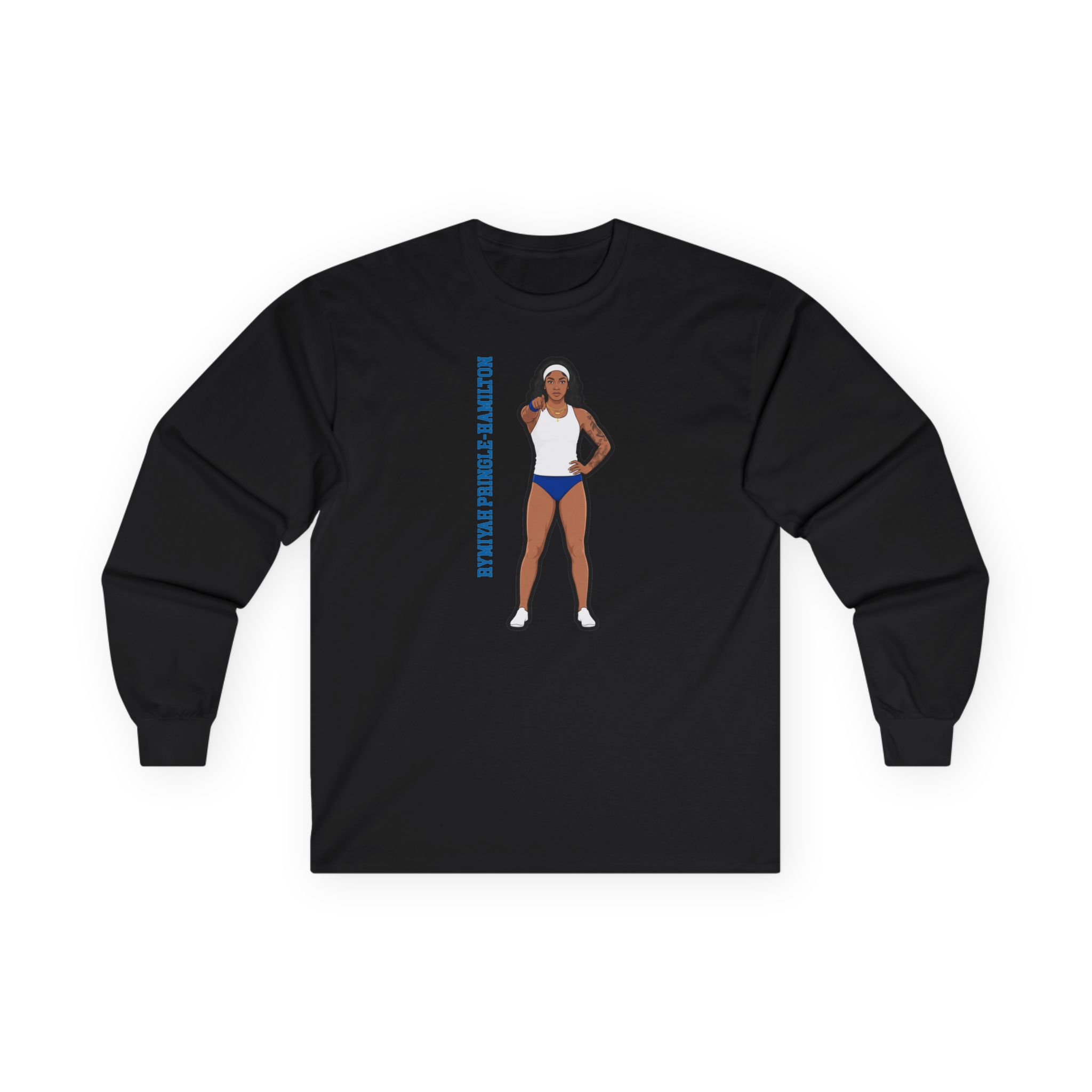 Long Sleeve Tee — character_name_vertical in Black