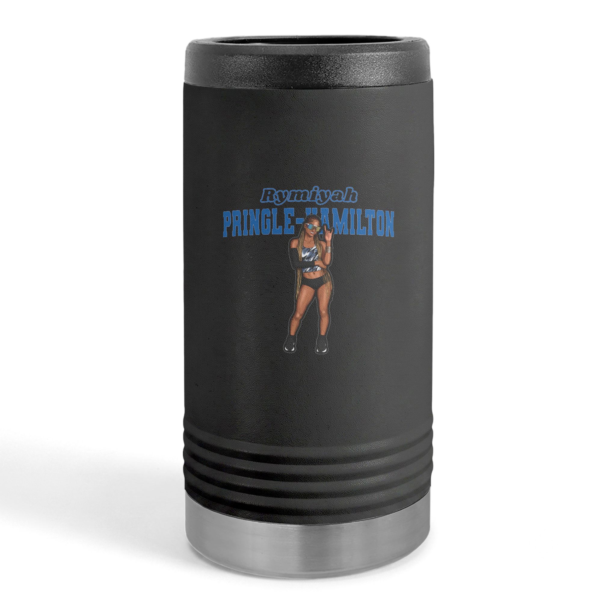 Slim Stainless Can Cooler — character_name_arch in Black