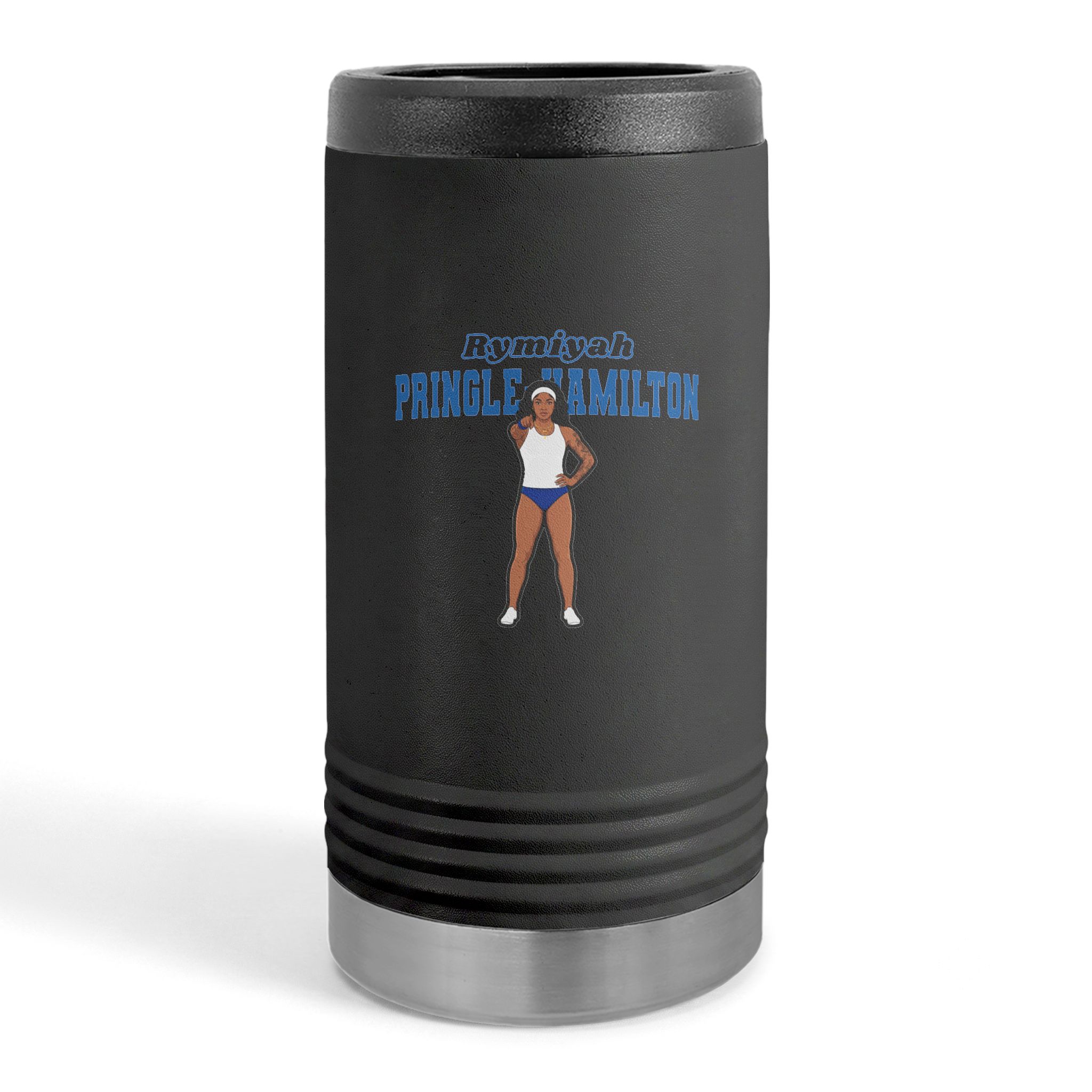 Slim Stainless Can Cooler — character_name_arch in Black