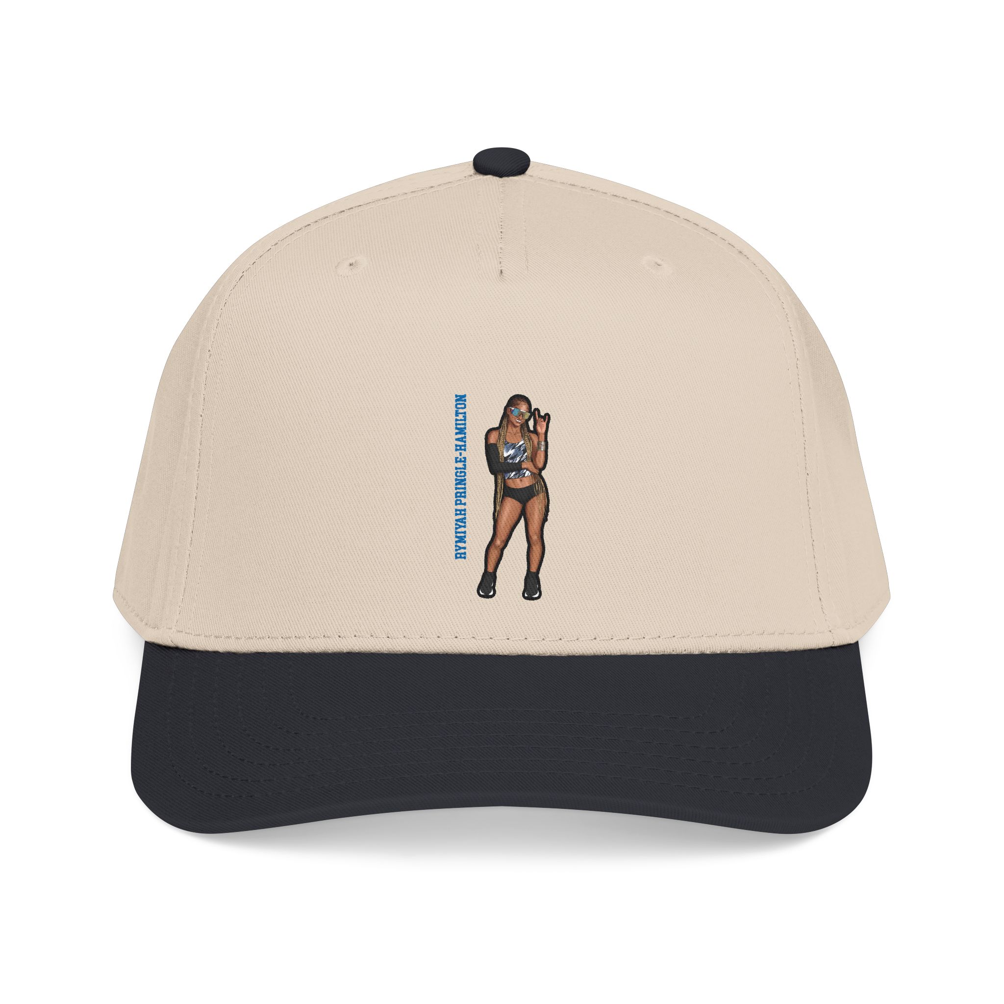 Baseball Cap — character_name_vertical in Black / Natural