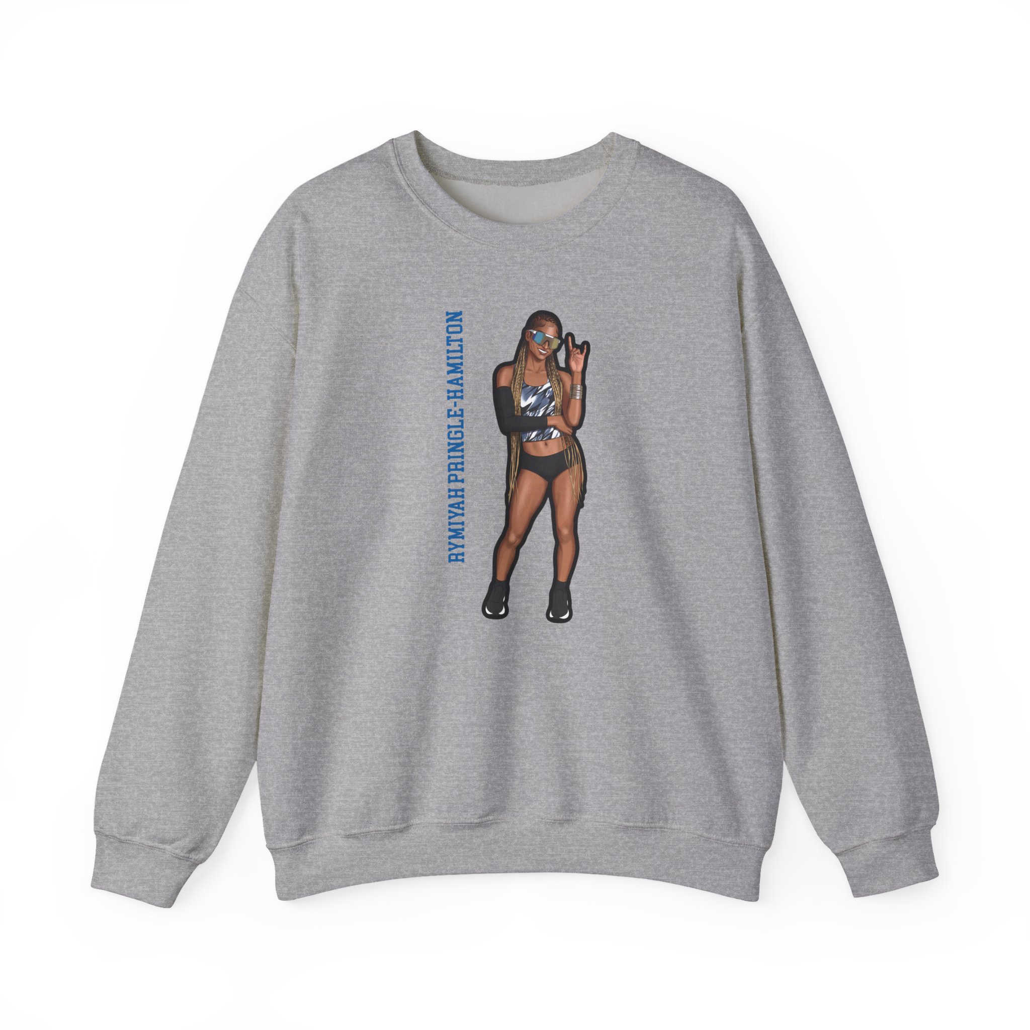 Crewneck Sweatshirt — character_name_vertical in Grey