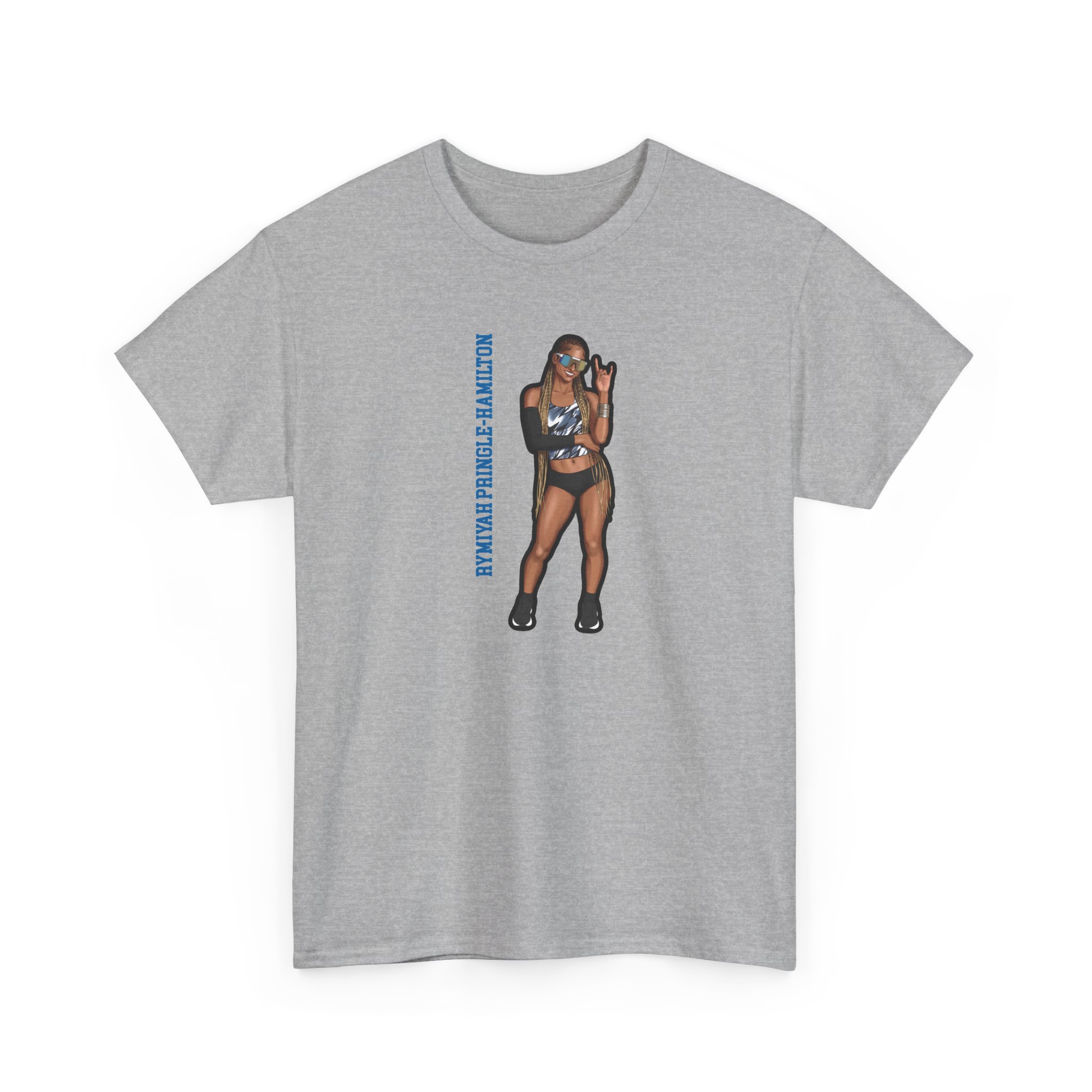 Tee — character_name_vertical in Grey
