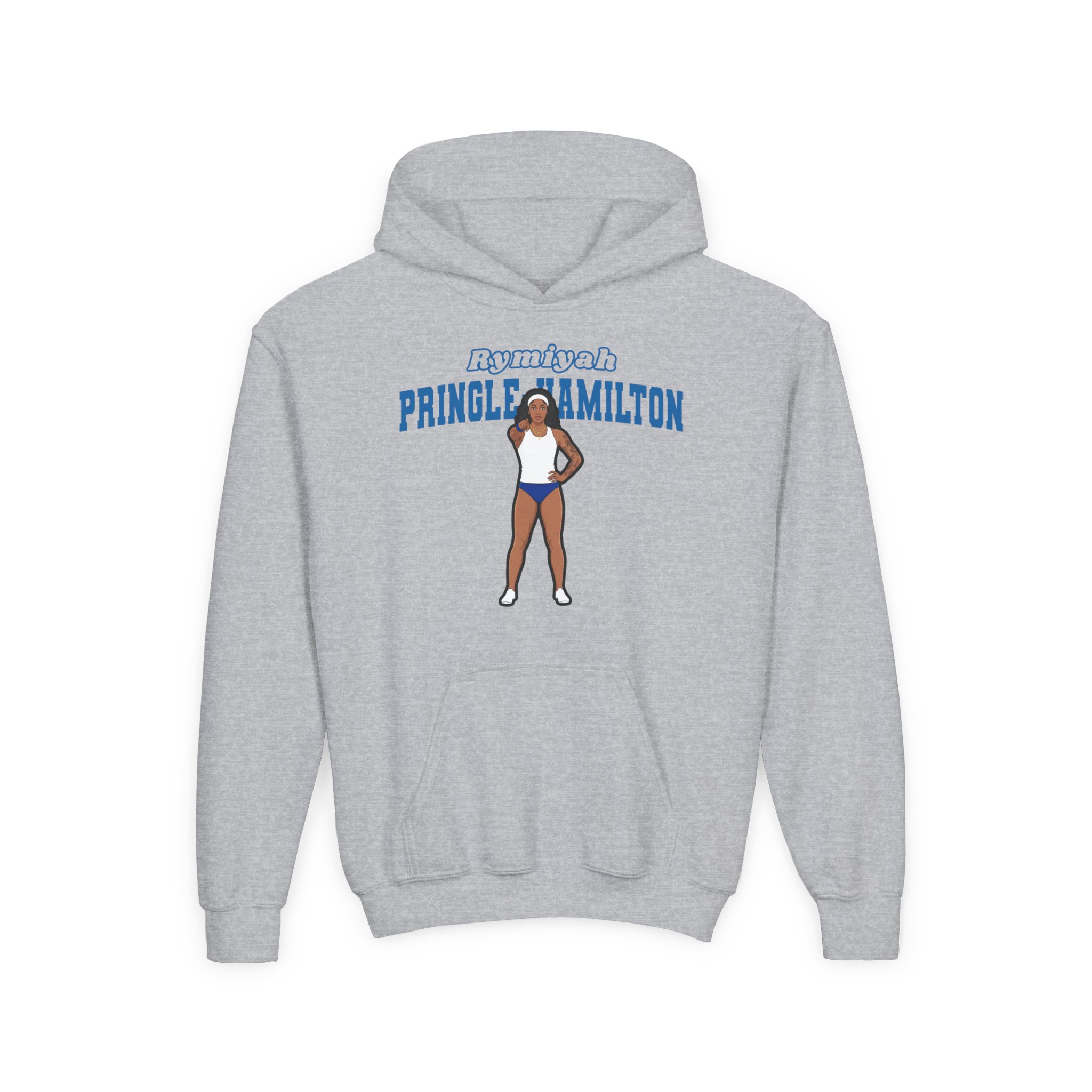 Youth Hoodie — character_name_arch in Grey