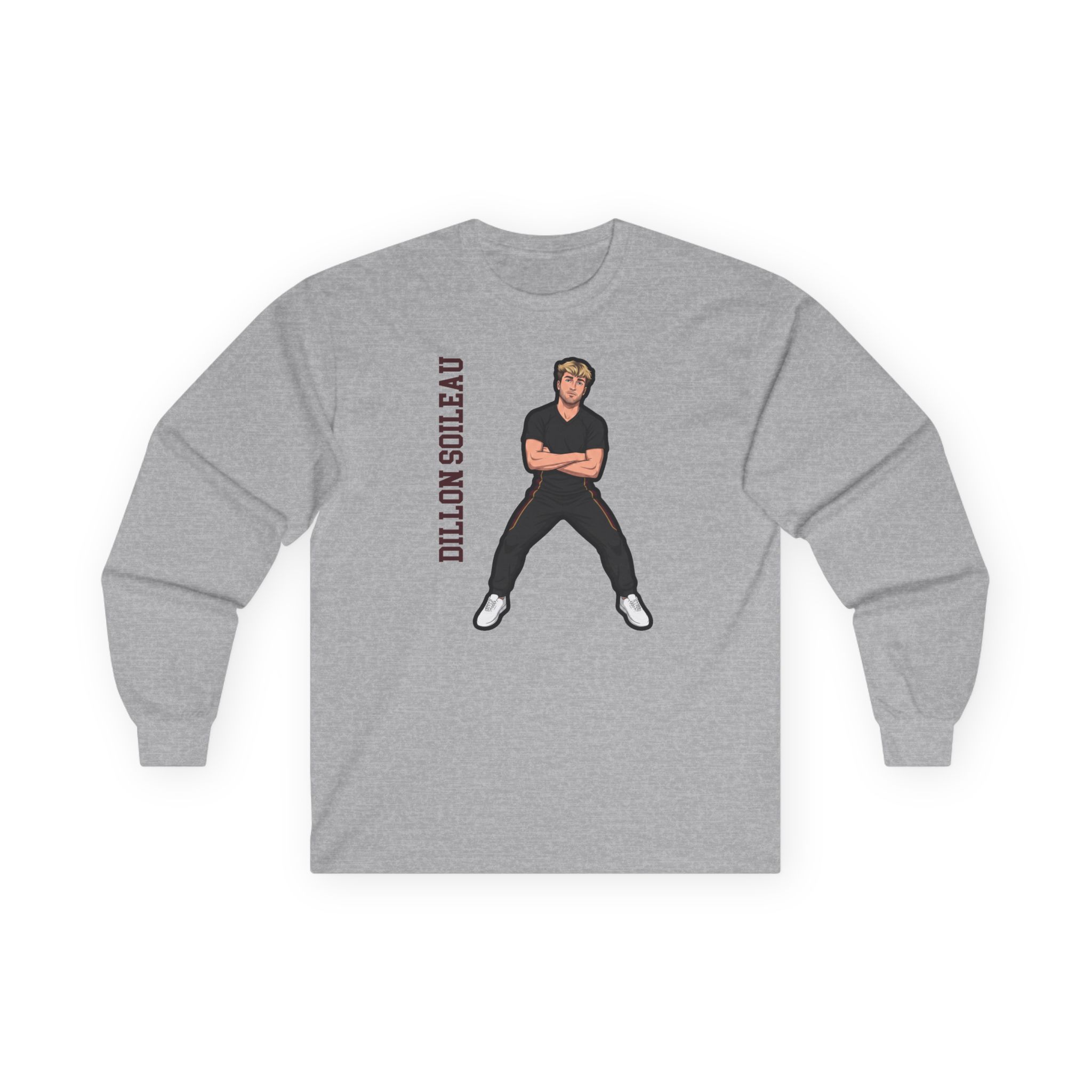 Long Sleeve Tee — character_name_vertical in Grey