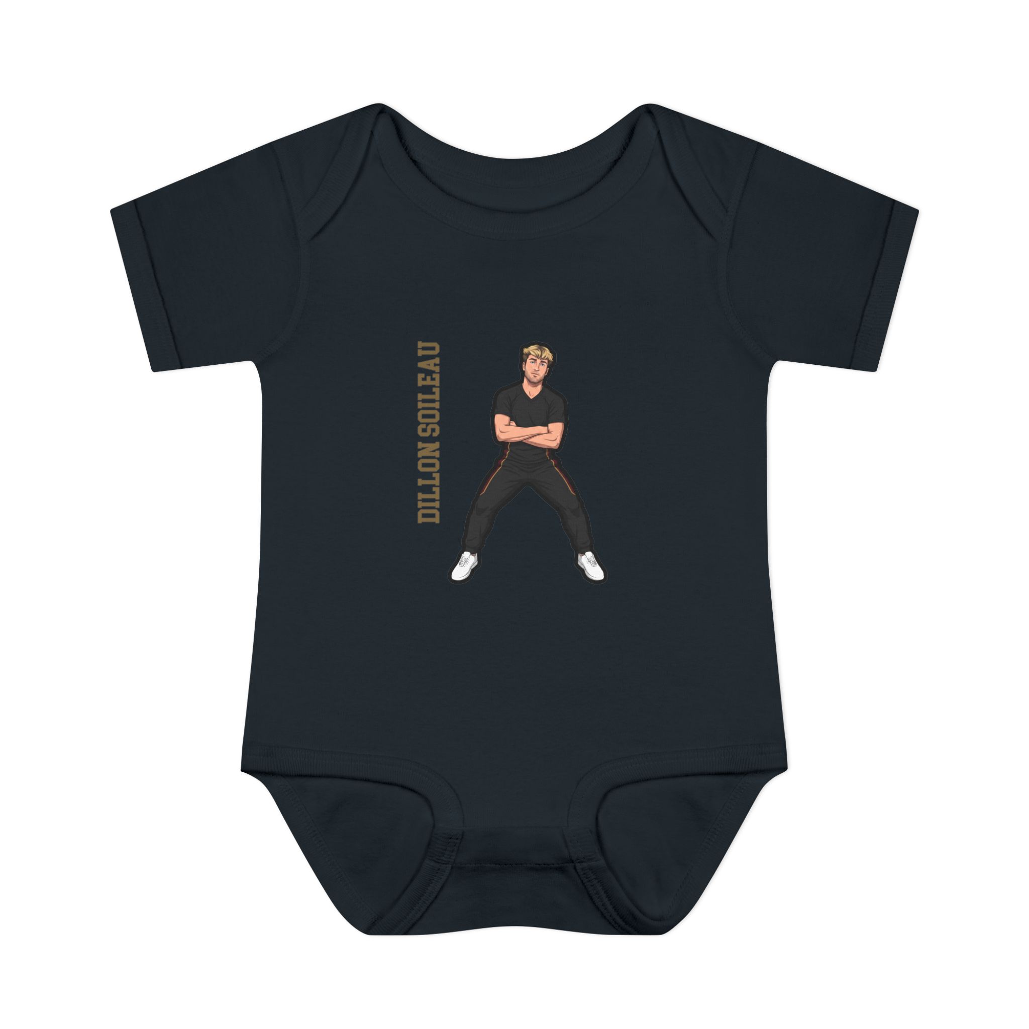 Baby Onesie — character_name_vertical in Black