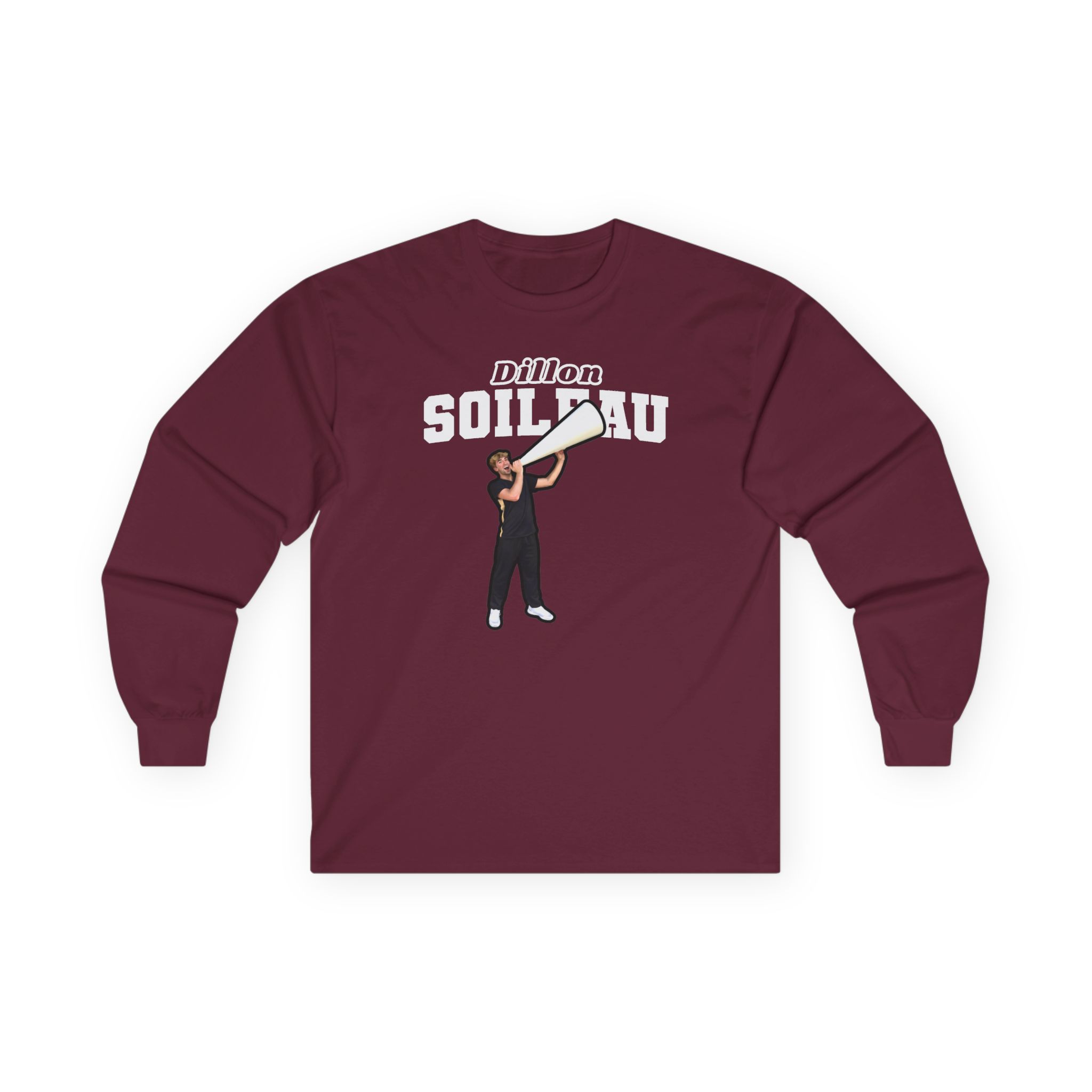 Long Sleeve Tee — character_name_arch in Maroon