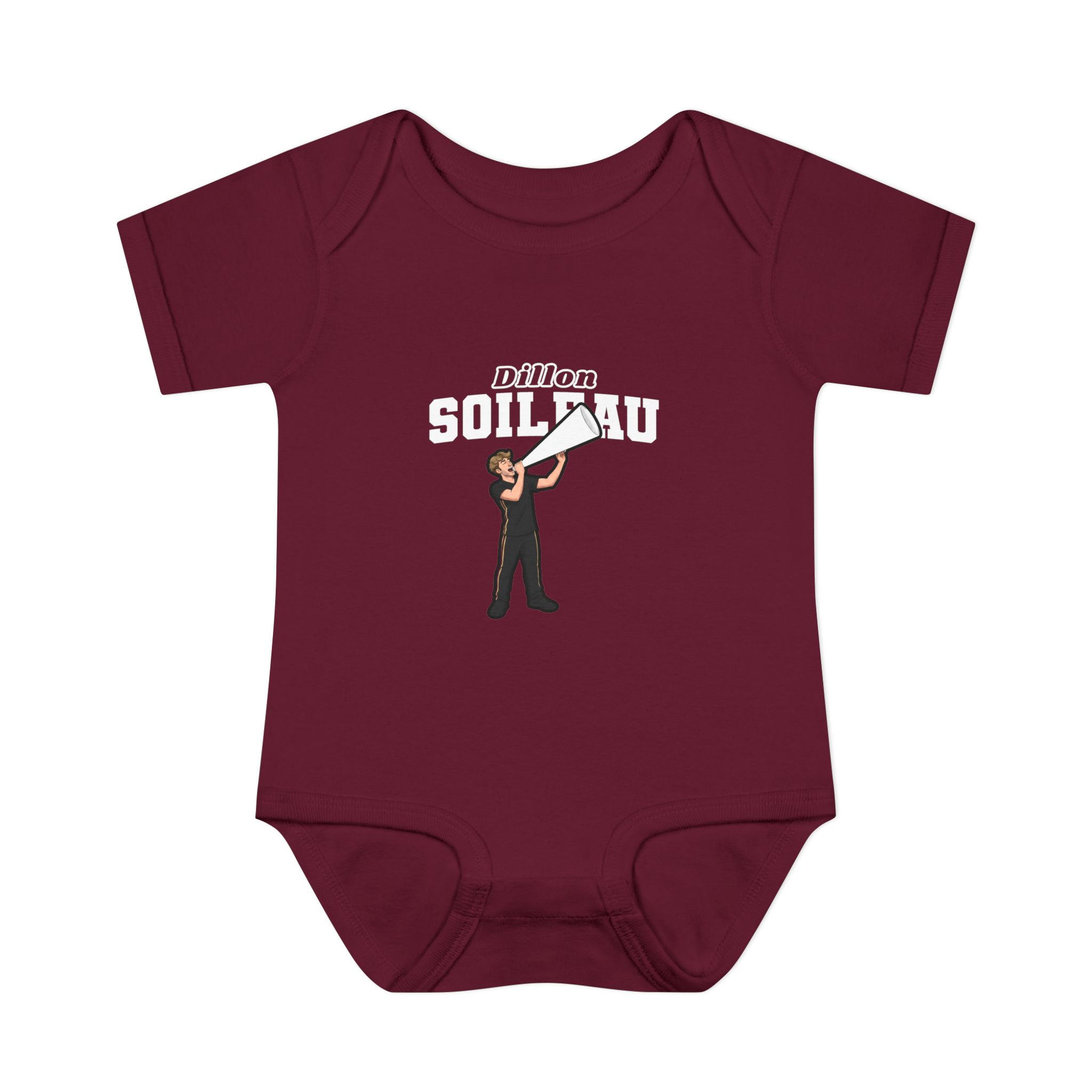 Baby Onesie — character_name_arch in Maroon