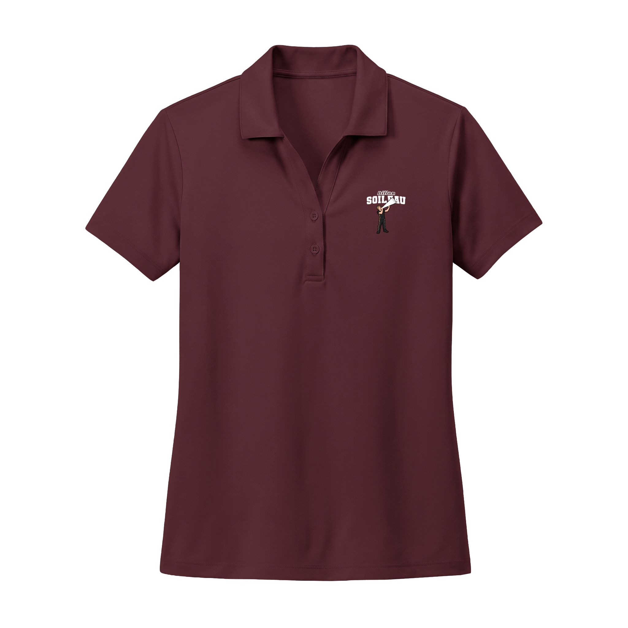 Women's Polo — character_name_arch in Maroon