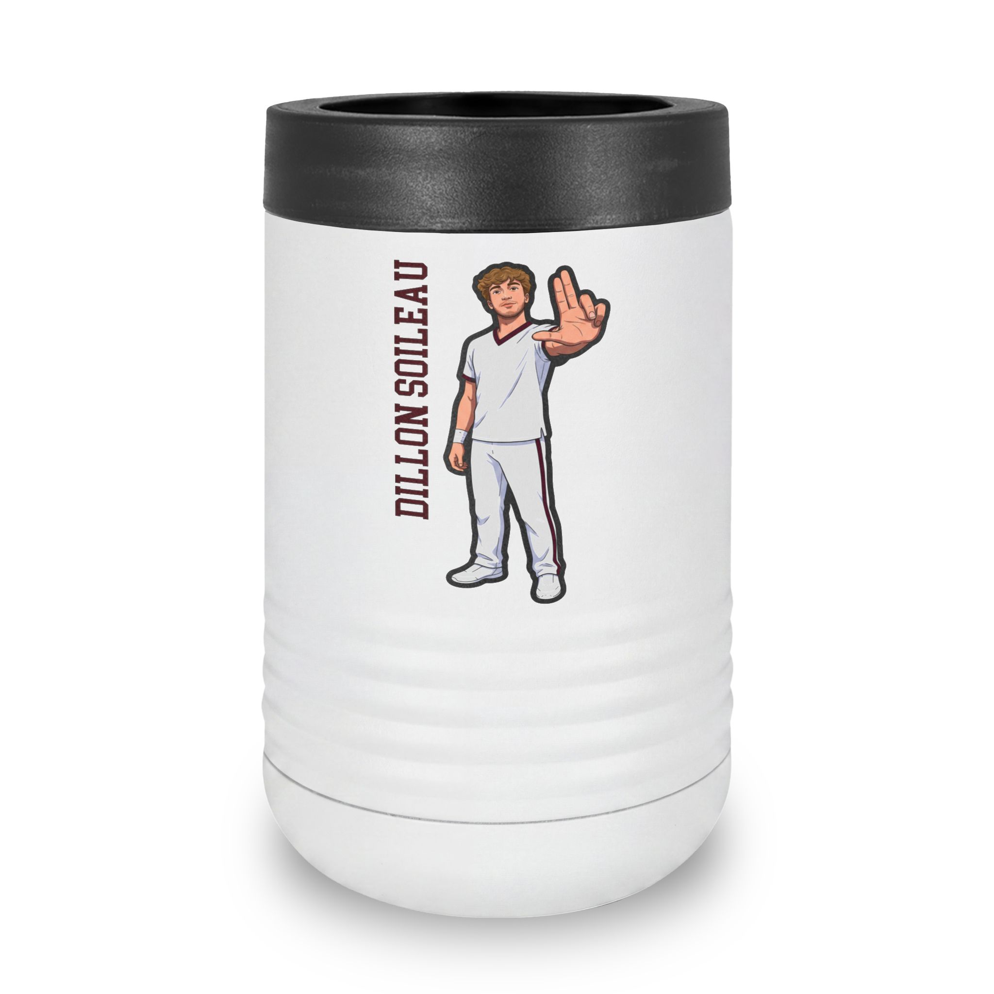 Stainless Can Cooler — character_name_vertical in White