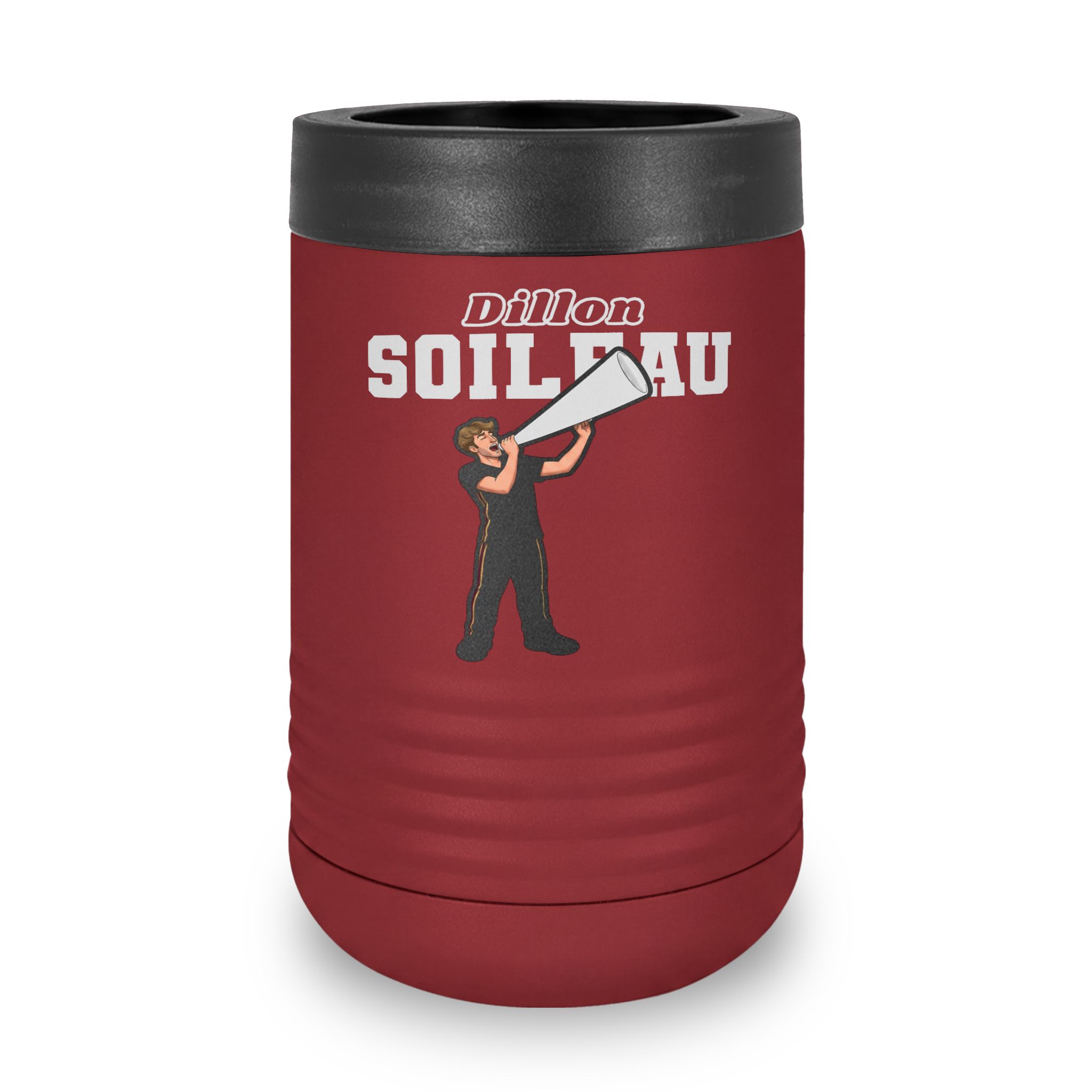 Stainless Can Cooler — character_name_arch in Maroon