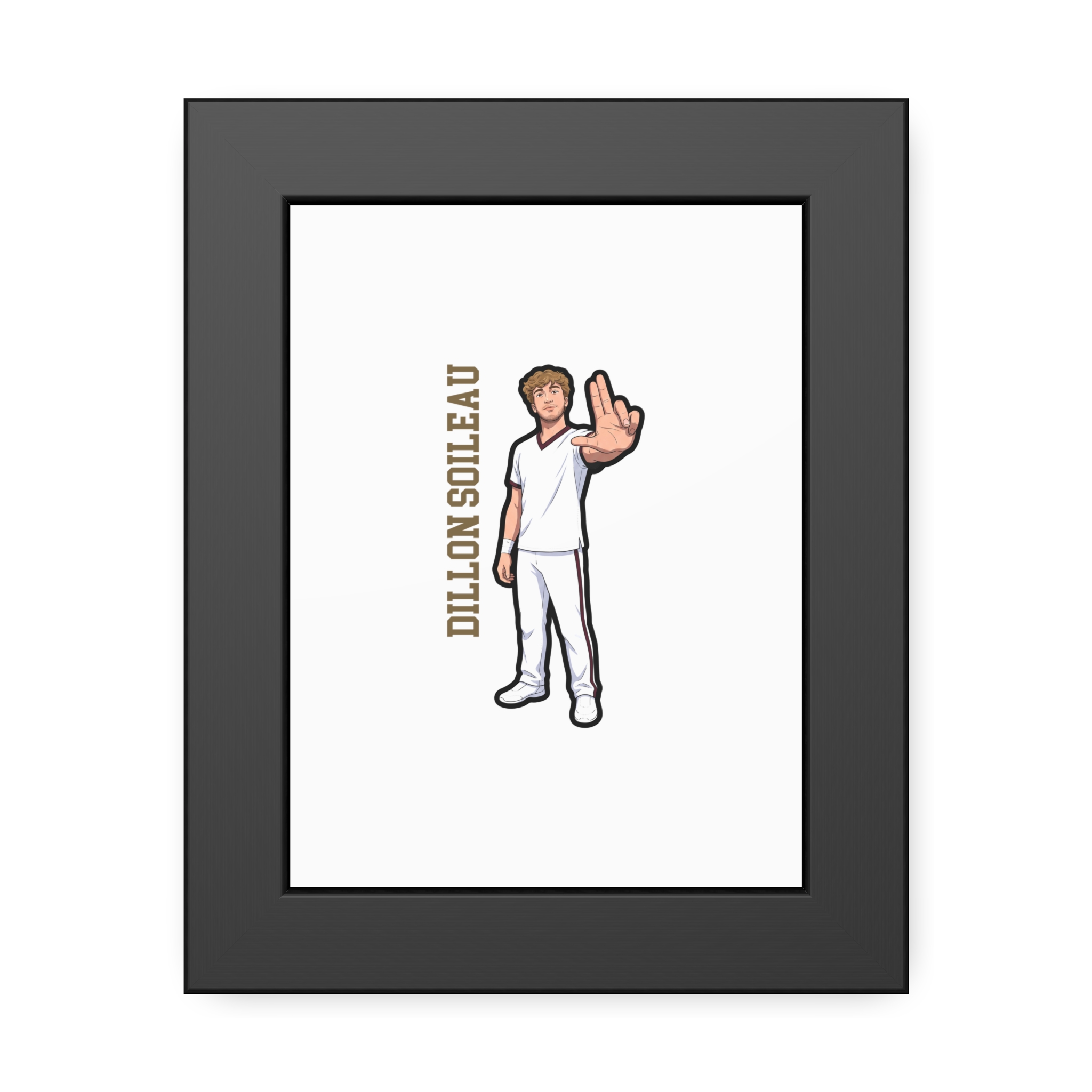 Framed Poster — character_name_vertical in Black