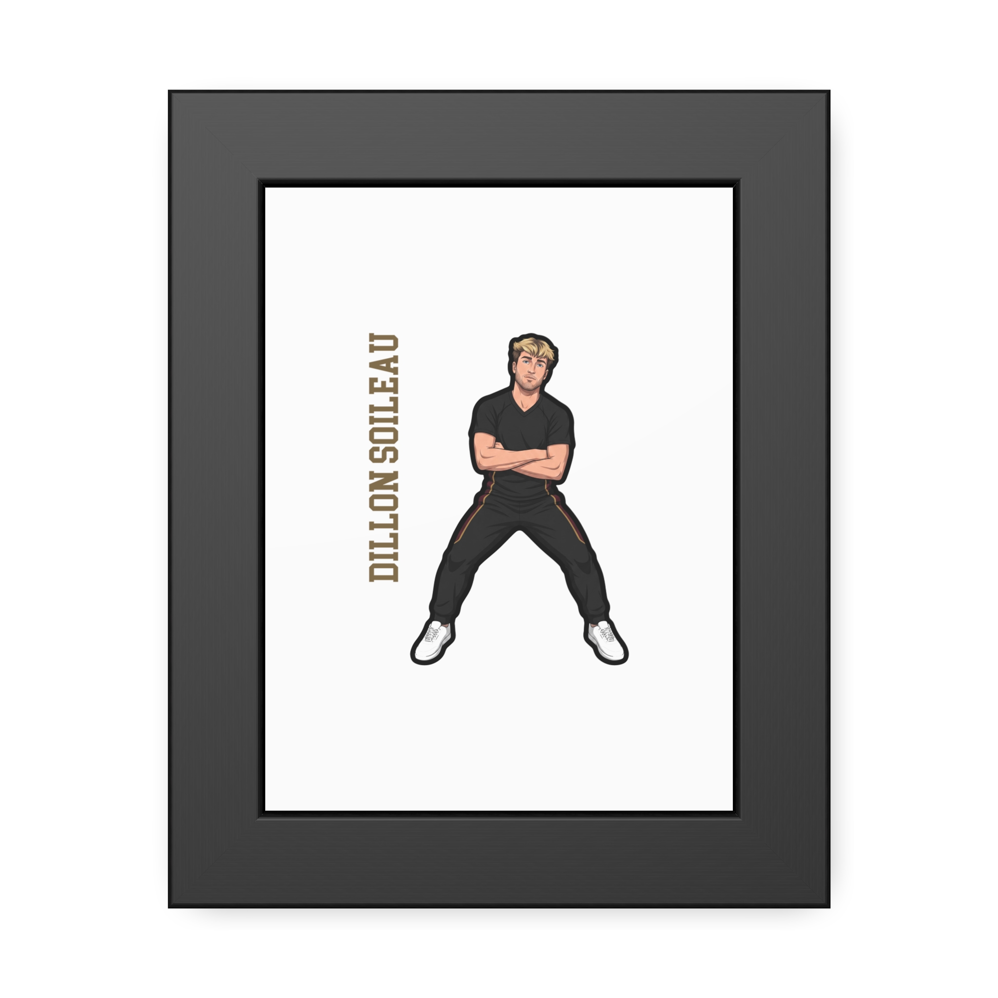 Framed Poster — character_name_vertical in Black