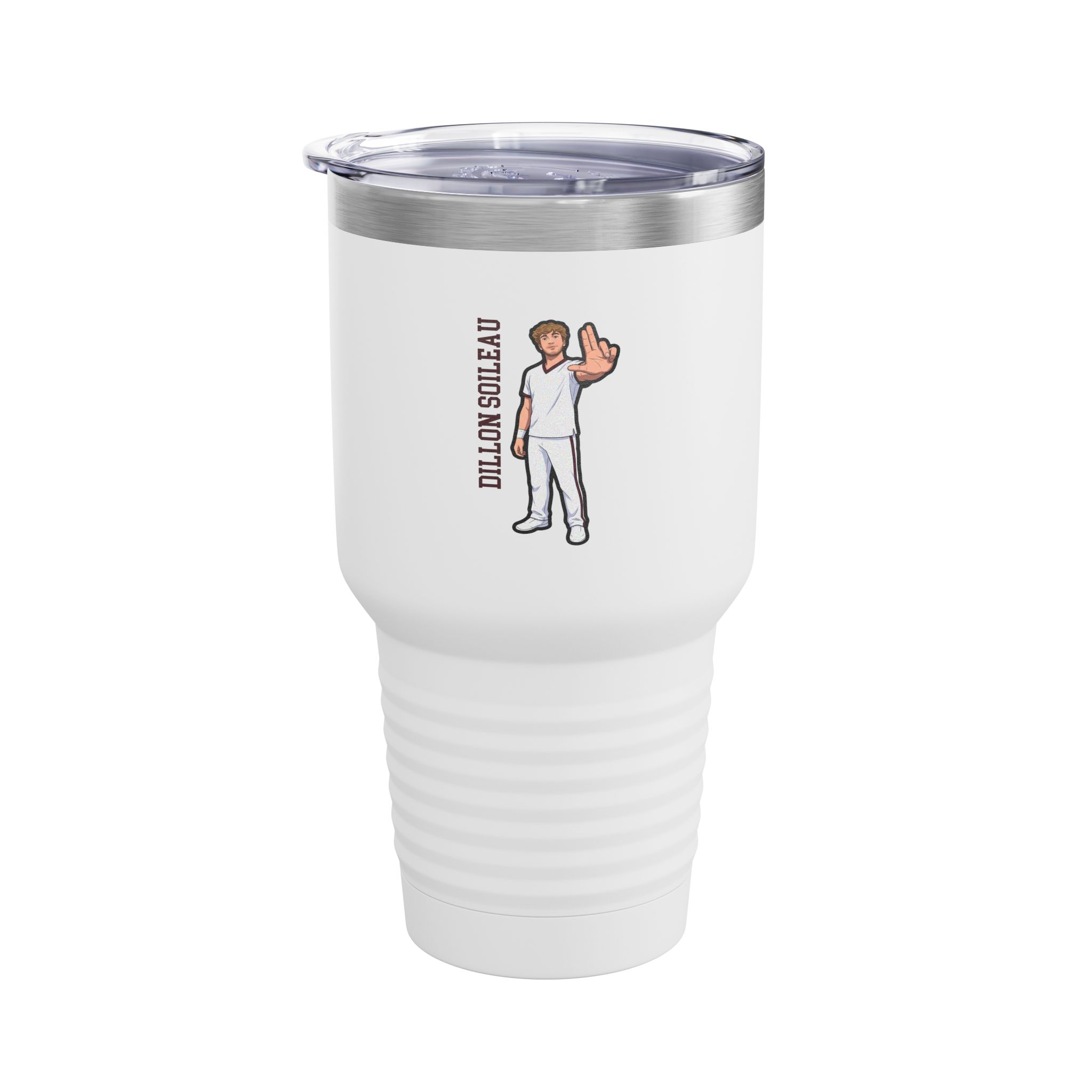 30oz Tumbler — character_name_vertical in White