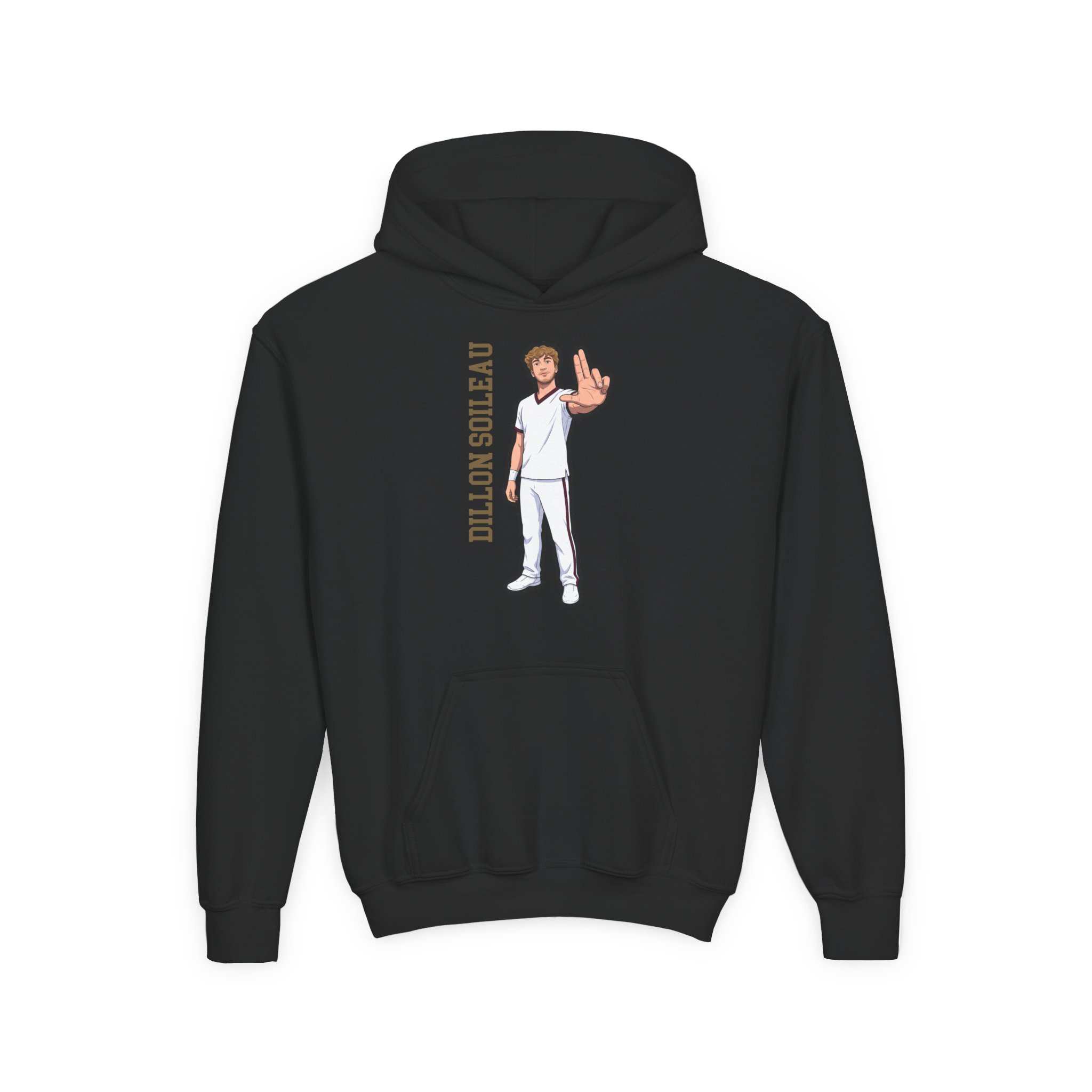 Youth Hoodie — character_name_vertical in Black