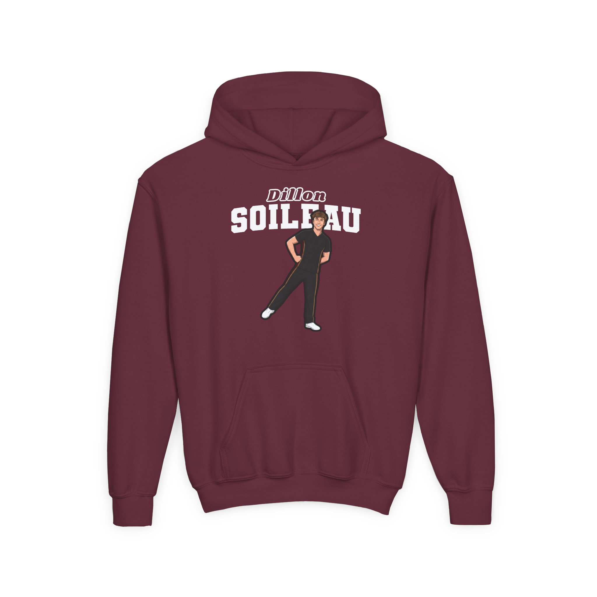 Youth Hoodie — character_name_arch in Maroon