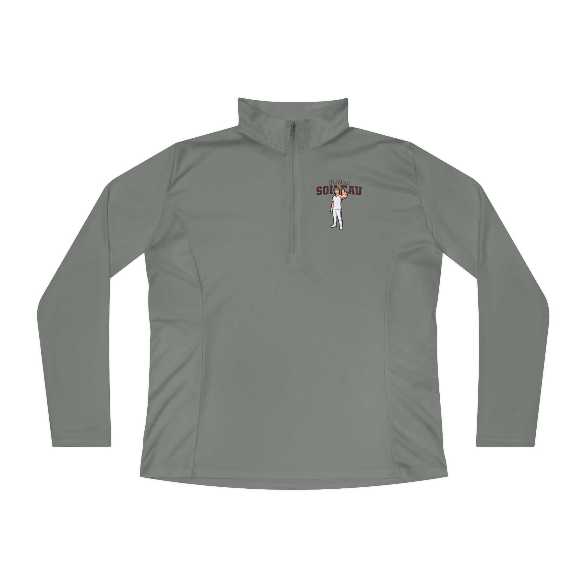 Women's Q-Zip Pullover — character_name_arch in Grey