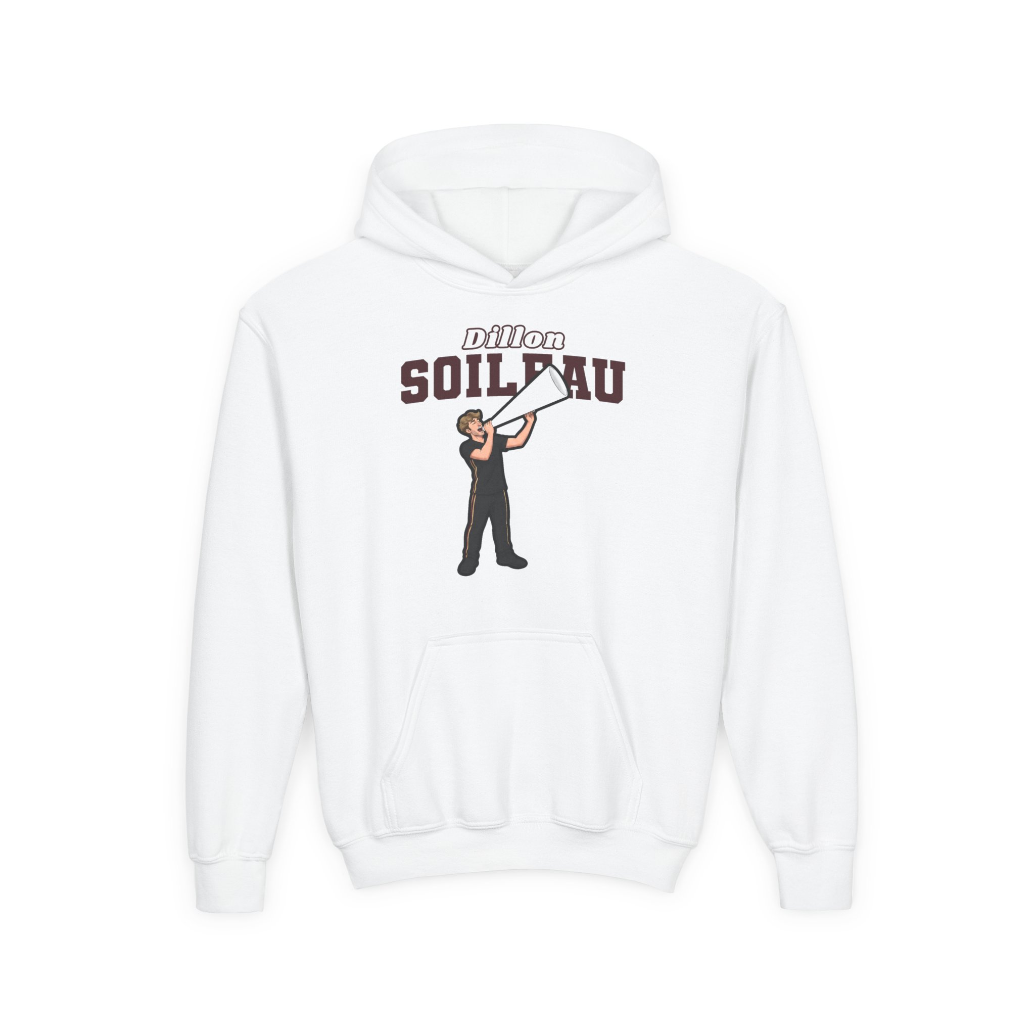Youth Hoodie — character_name_arch in White