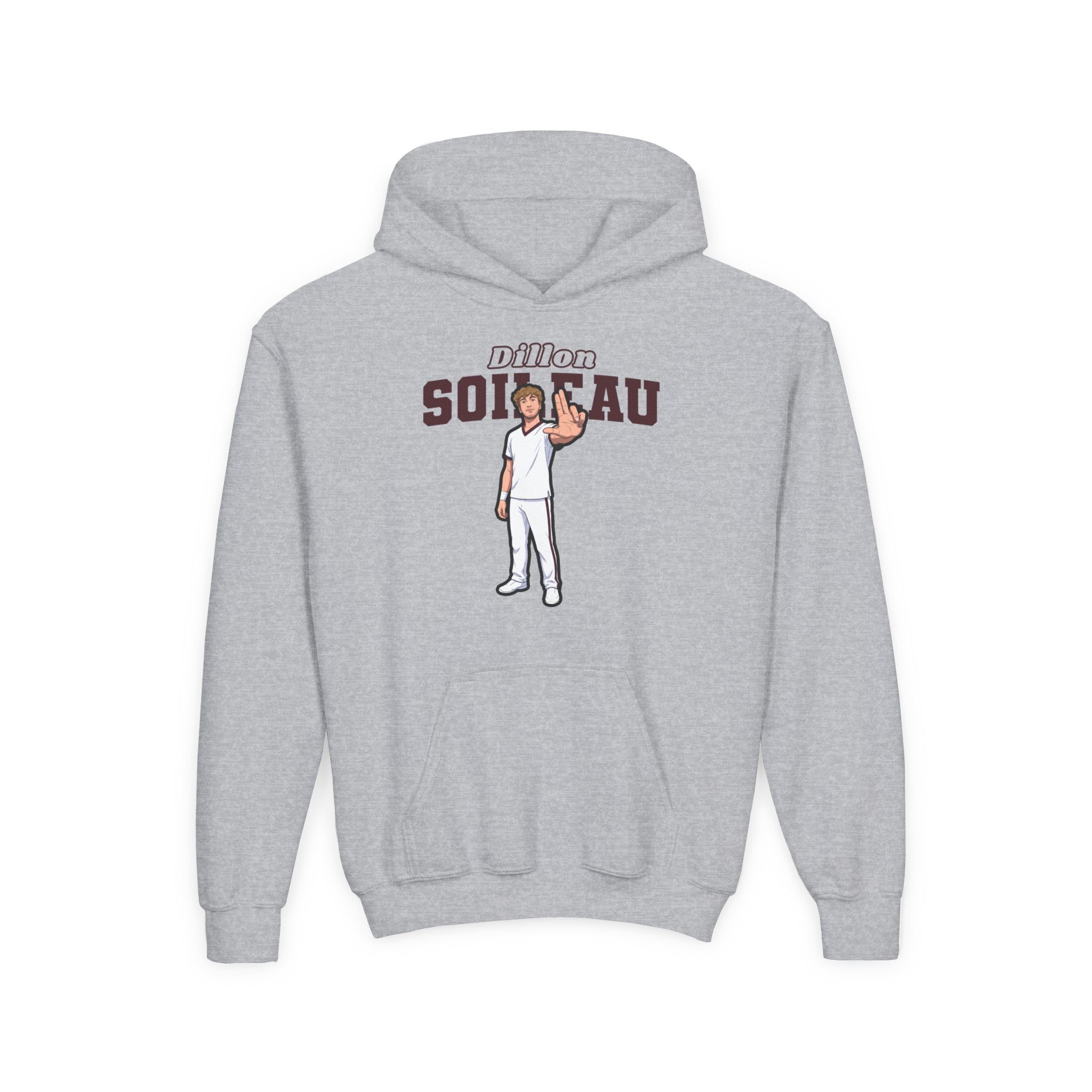 Youth Hoodie — character_name_arch in Grey