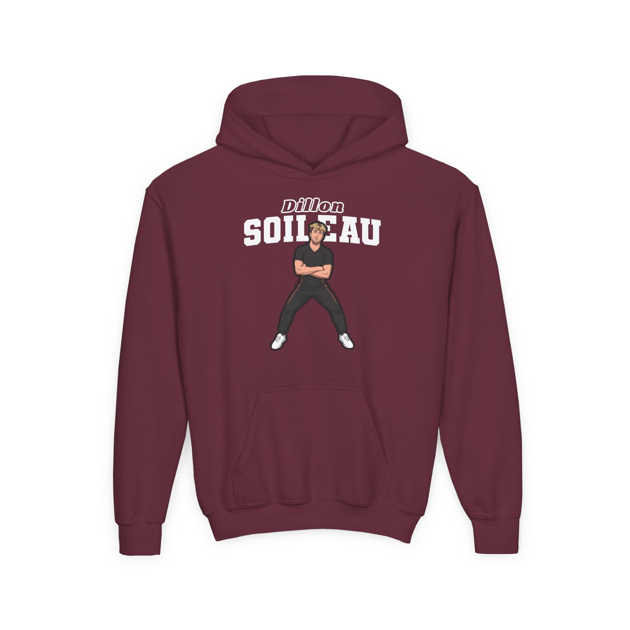 Youth Hoodie — character_name_arch in Maroon