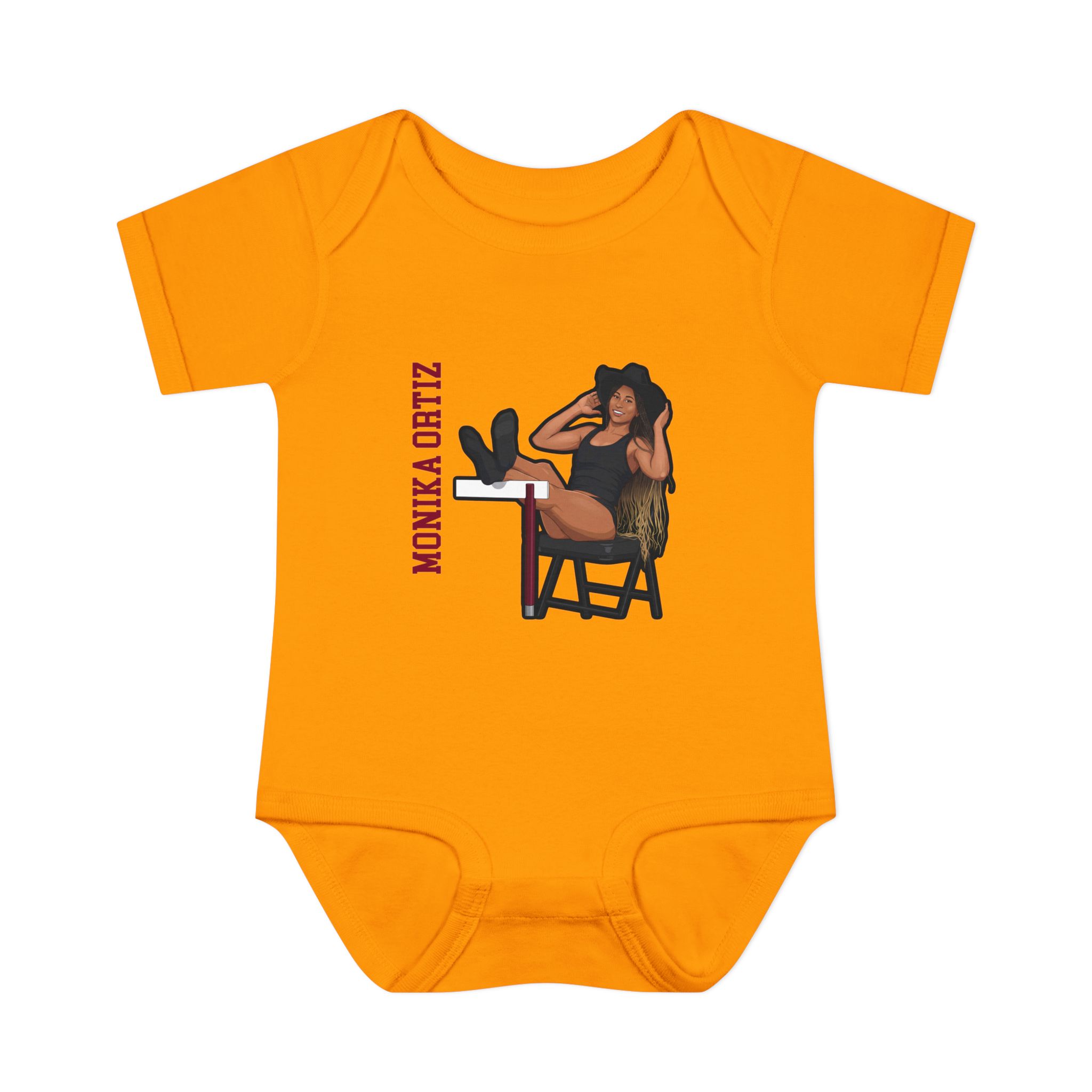 Baby Onesie — character_name_vertical in Gold