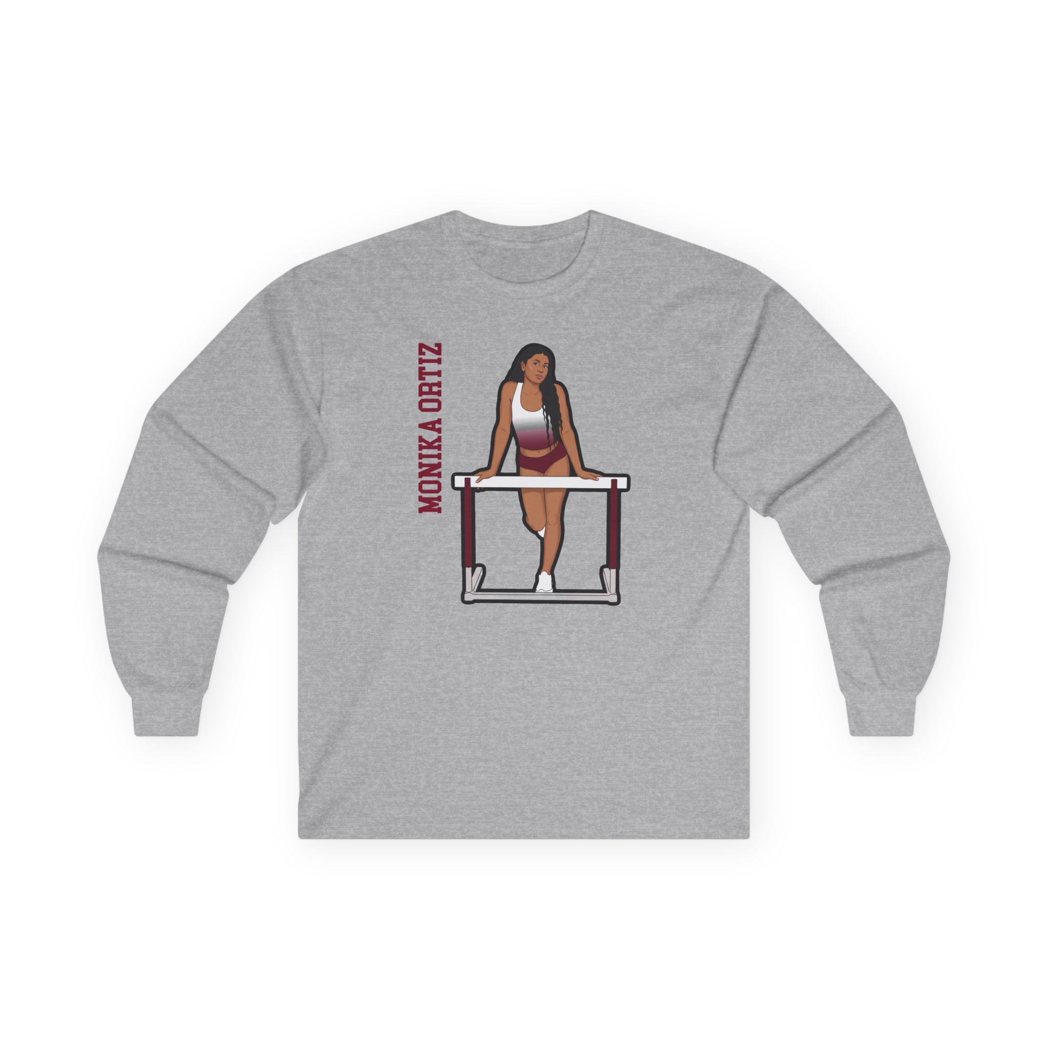 Long Sleeve Tee — character_name_vertical in Grey