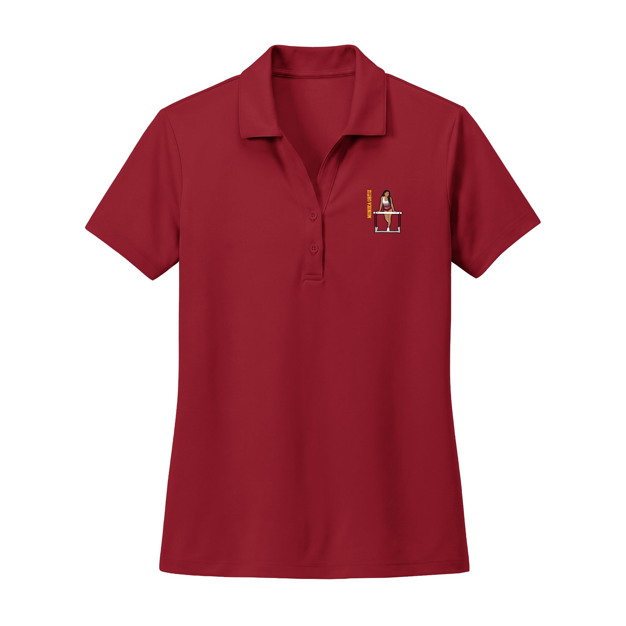 Women's Polo — character_name_vertical in Red