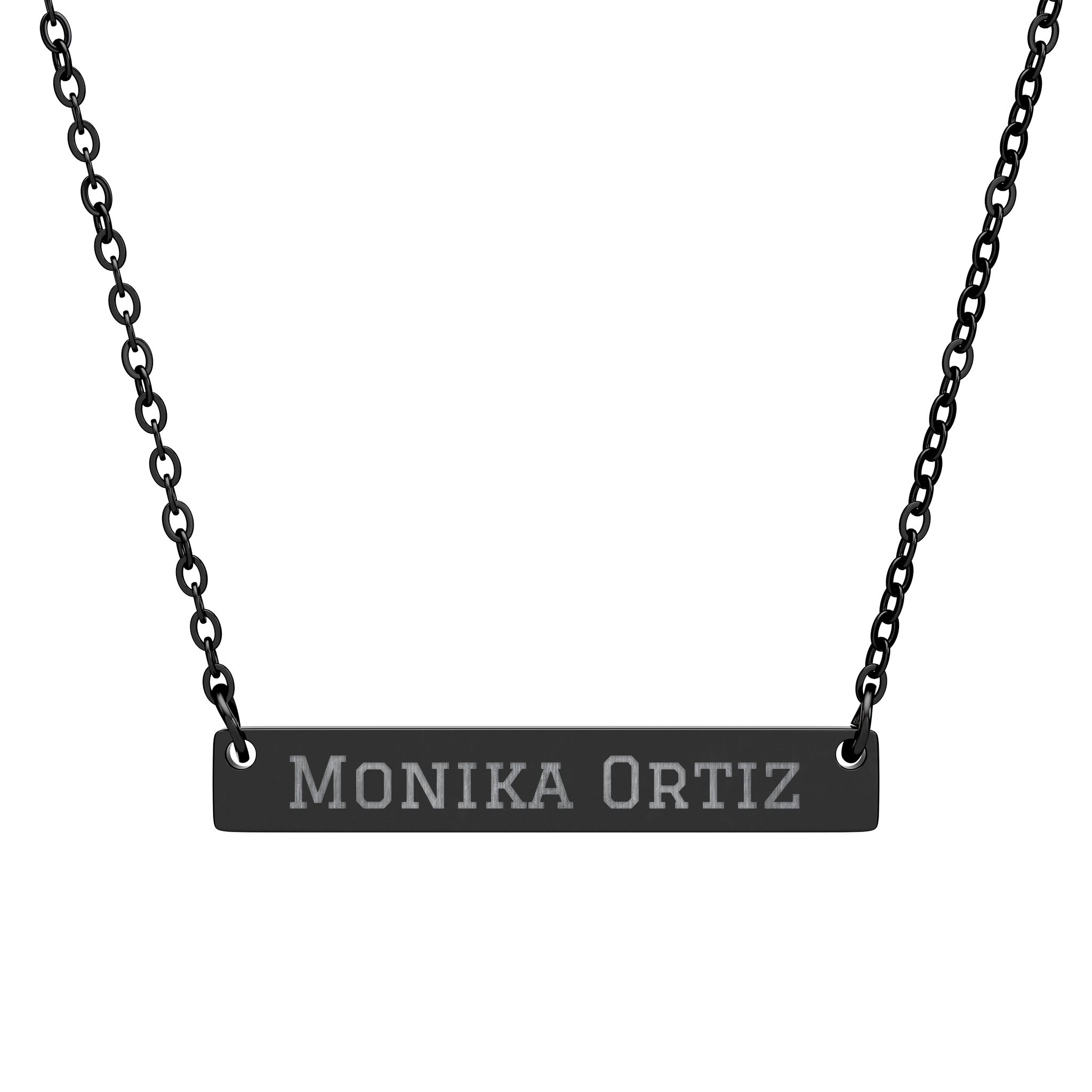 Engraved Bar Necklace — Classic in Black