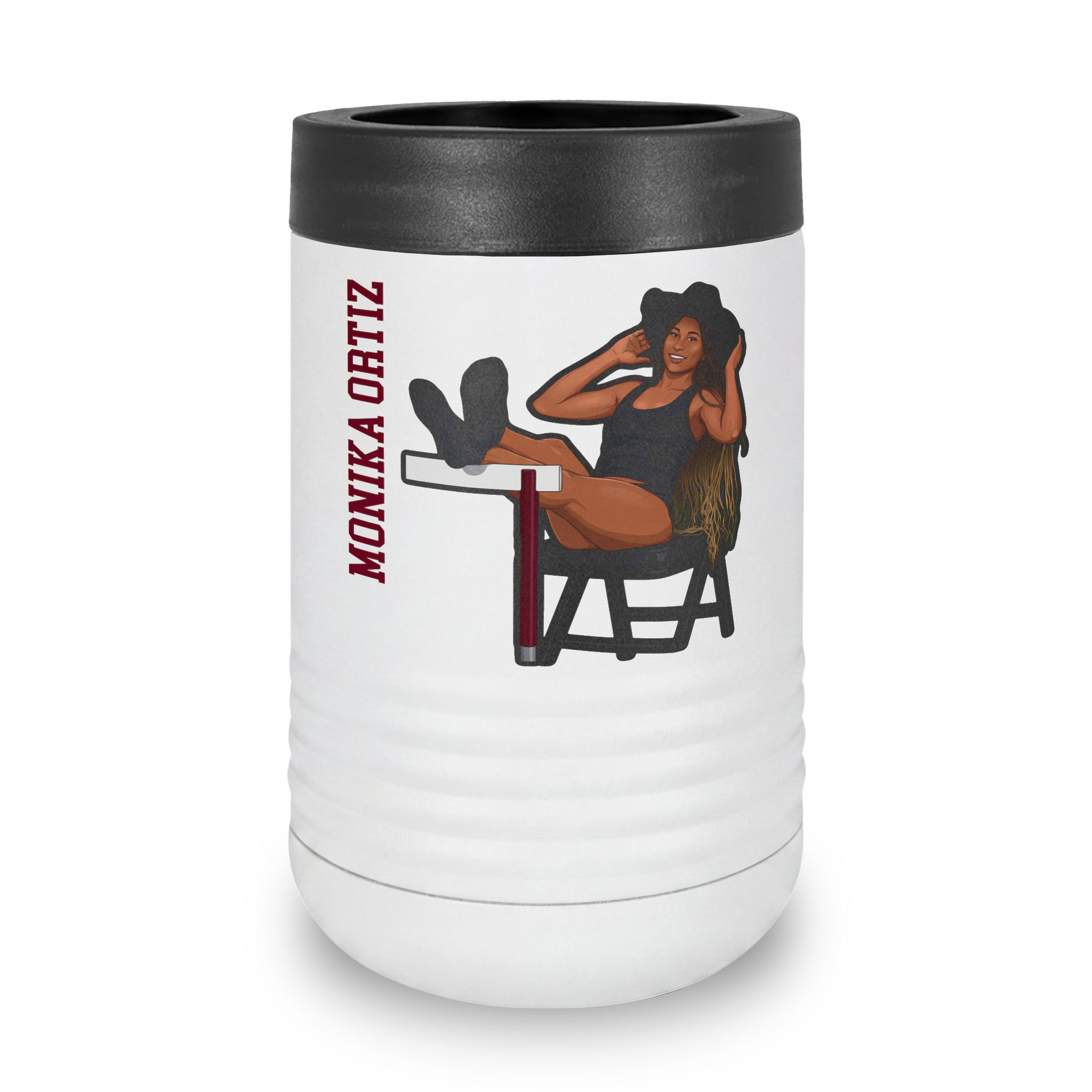 Stainless Can Cooler — character_name_vertical in White