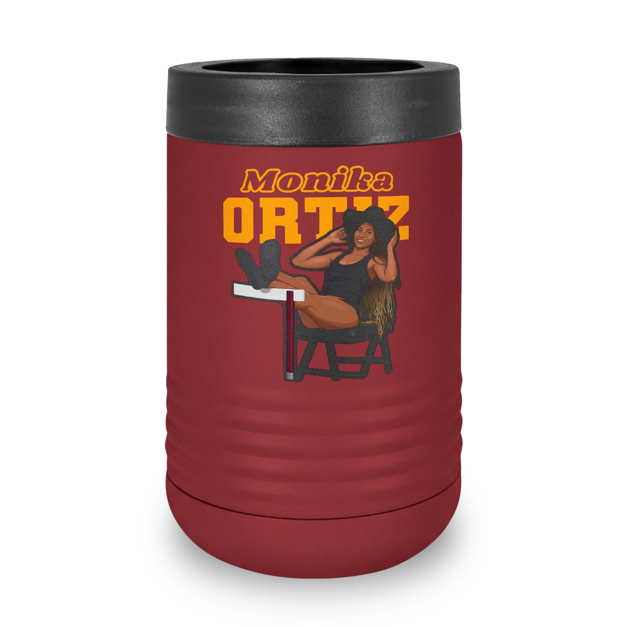 Stainless Can Cooler — character_name_arch in Maroon