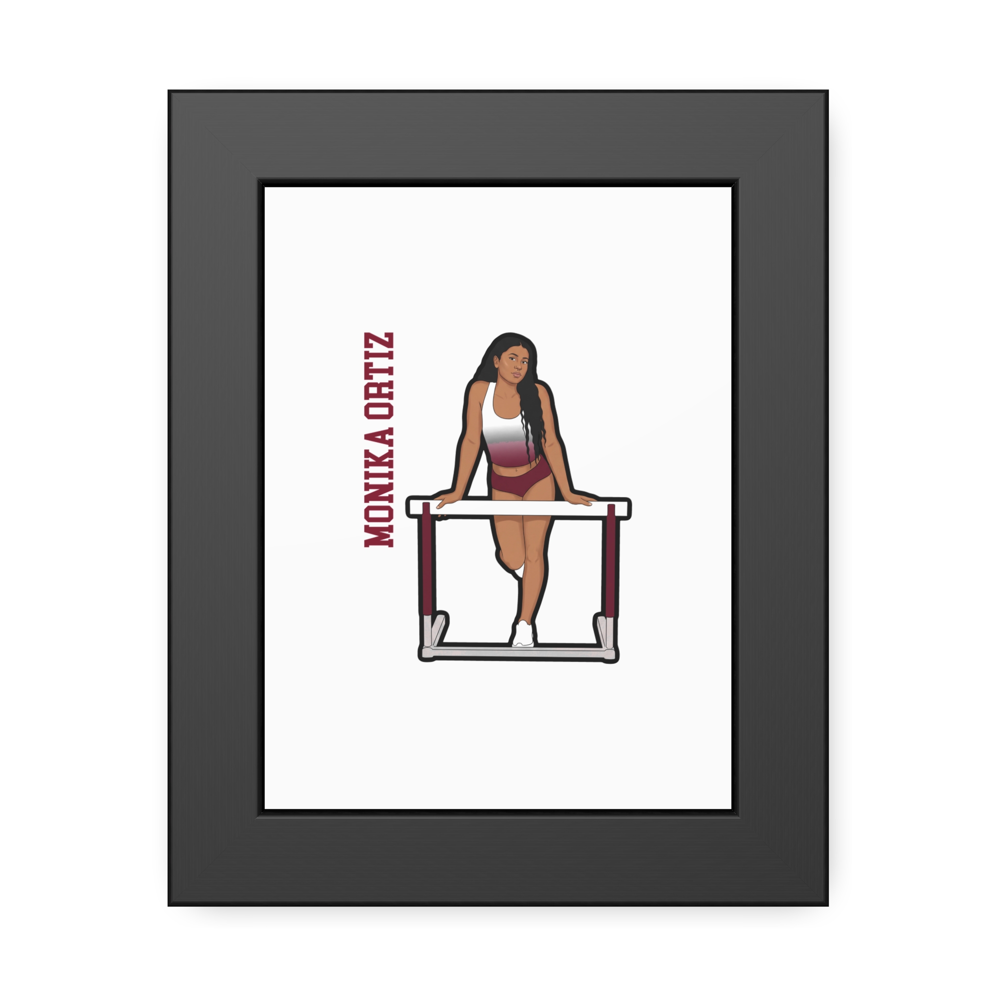 Framed Poster — character_name_vertical in Black