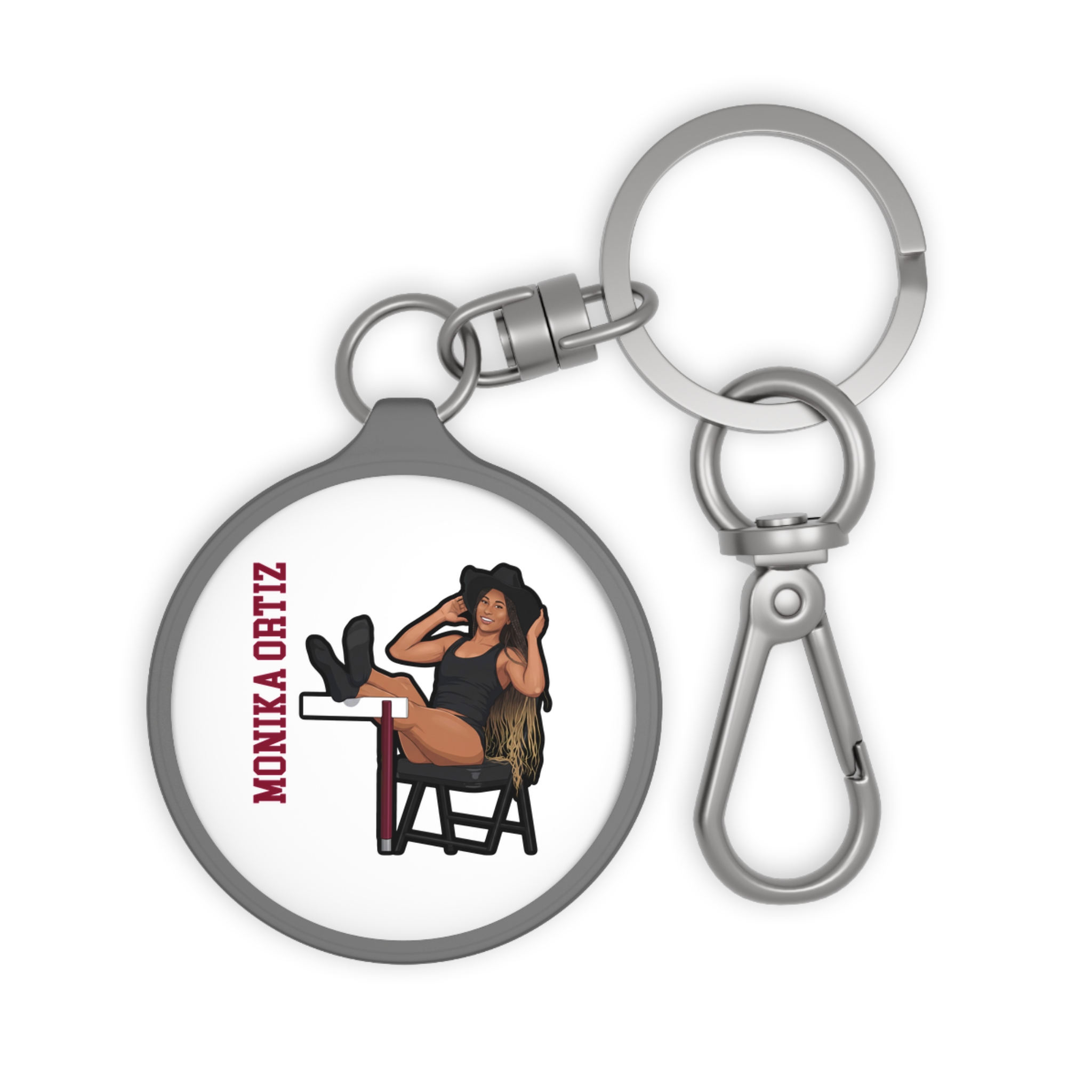 Keychain — character_name_vertical in Grey