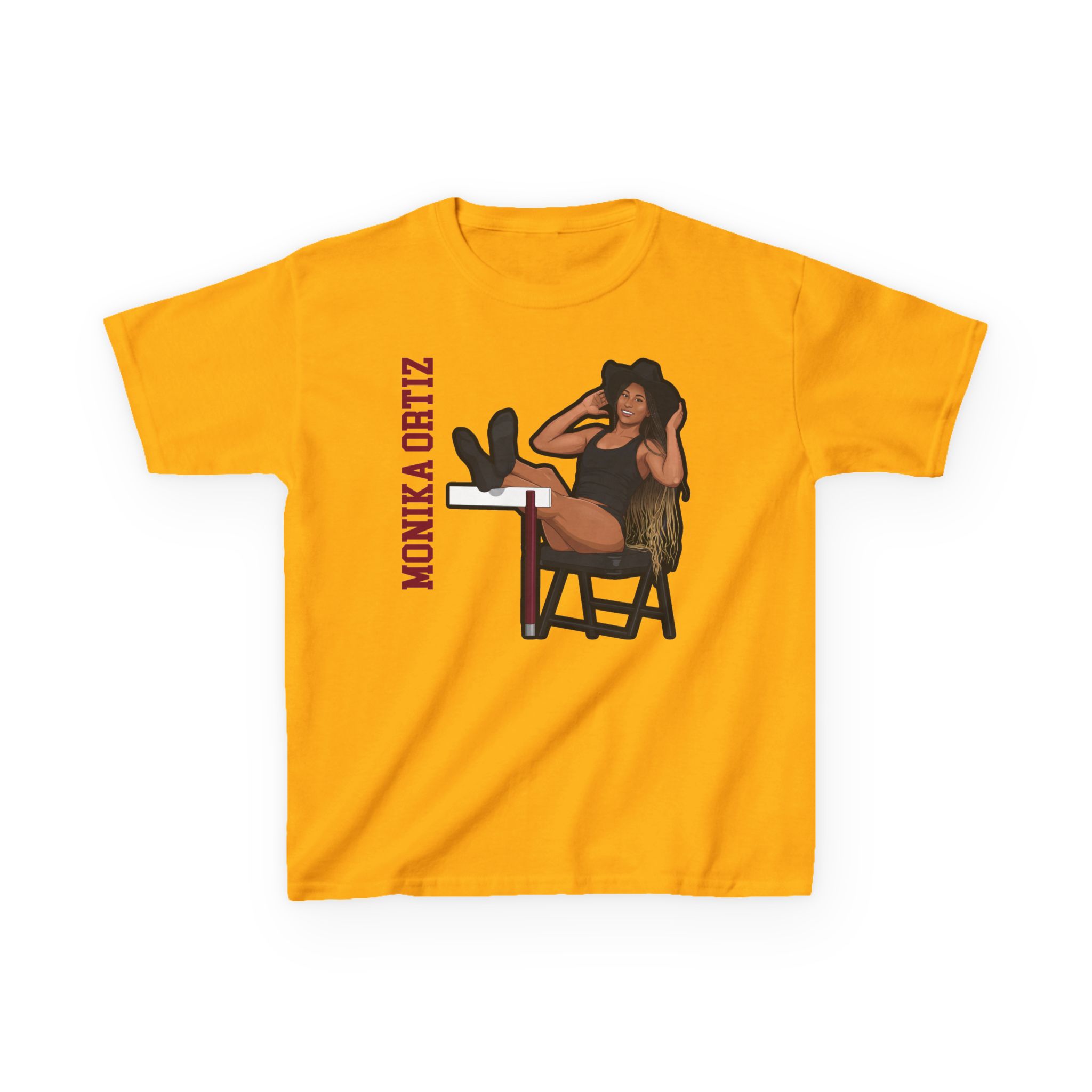 Youth Tee — character_name_vertical in Gold