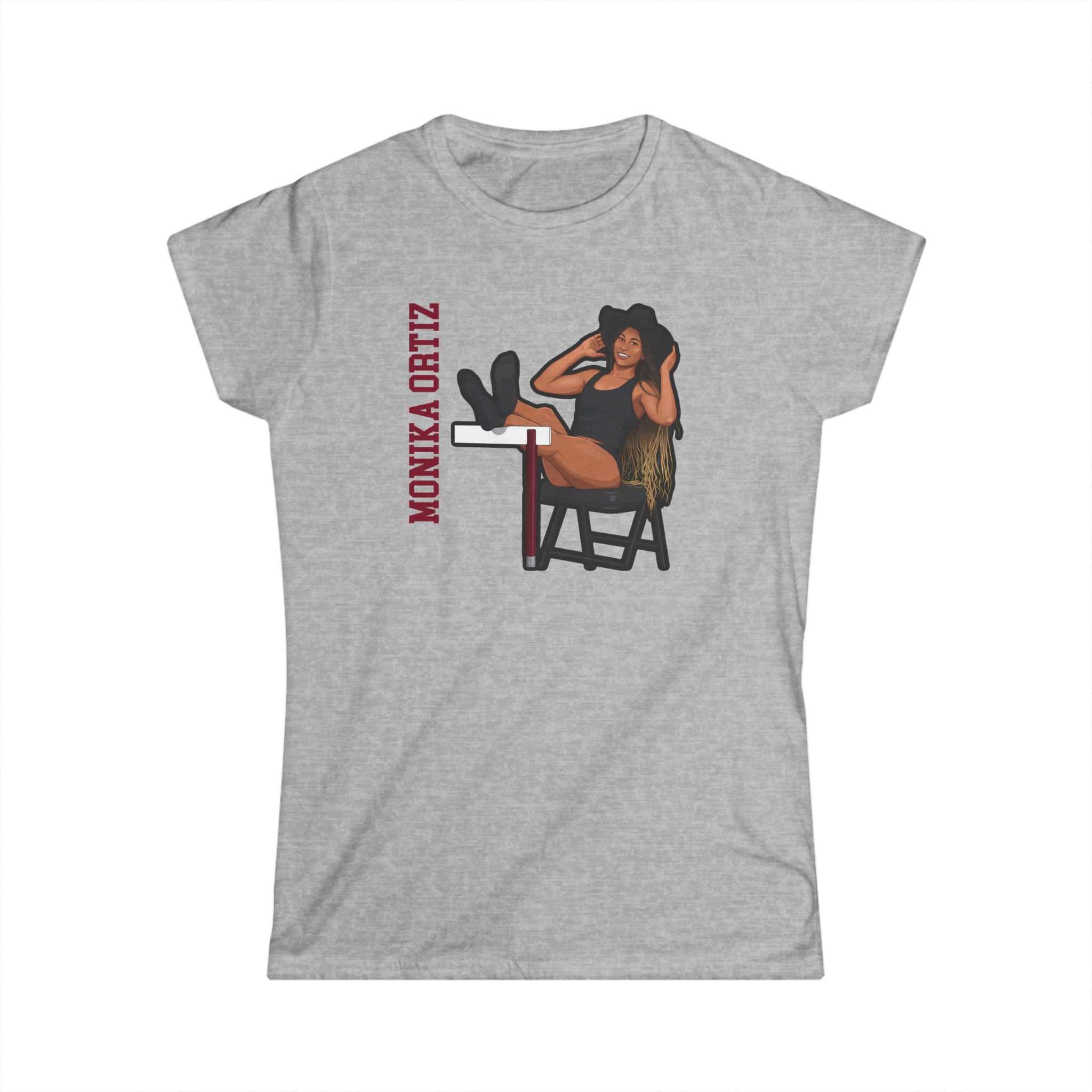 Women's Softstyle Tee — character_name_vertical in Grey