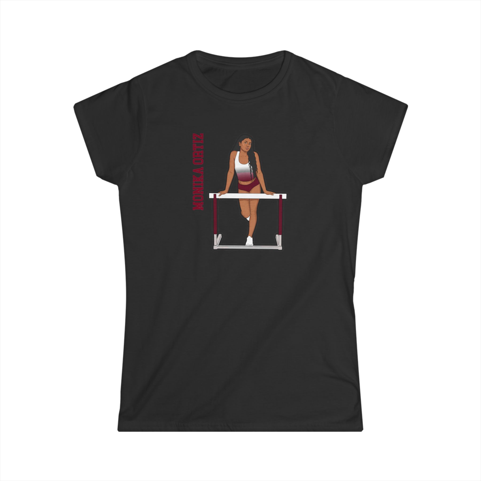 Women's Softstyle Tee — character_name_vertical in Black