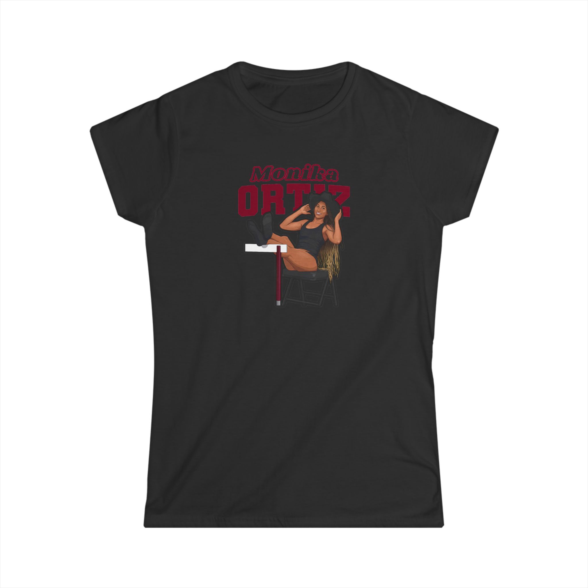 Women's Softstyle Tee — character_name_arch in Black