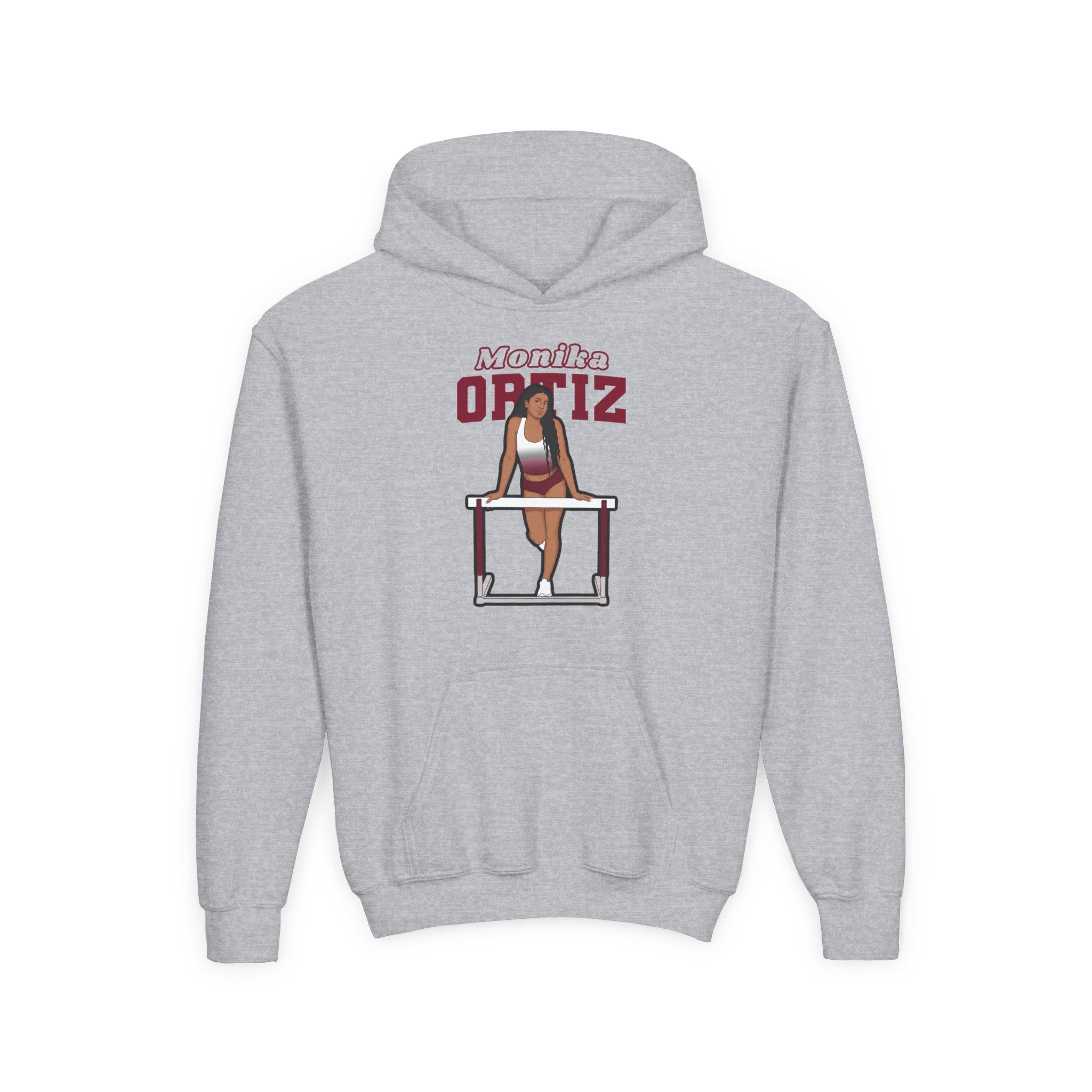 Youth Hoodie — character_name_arch in Grey