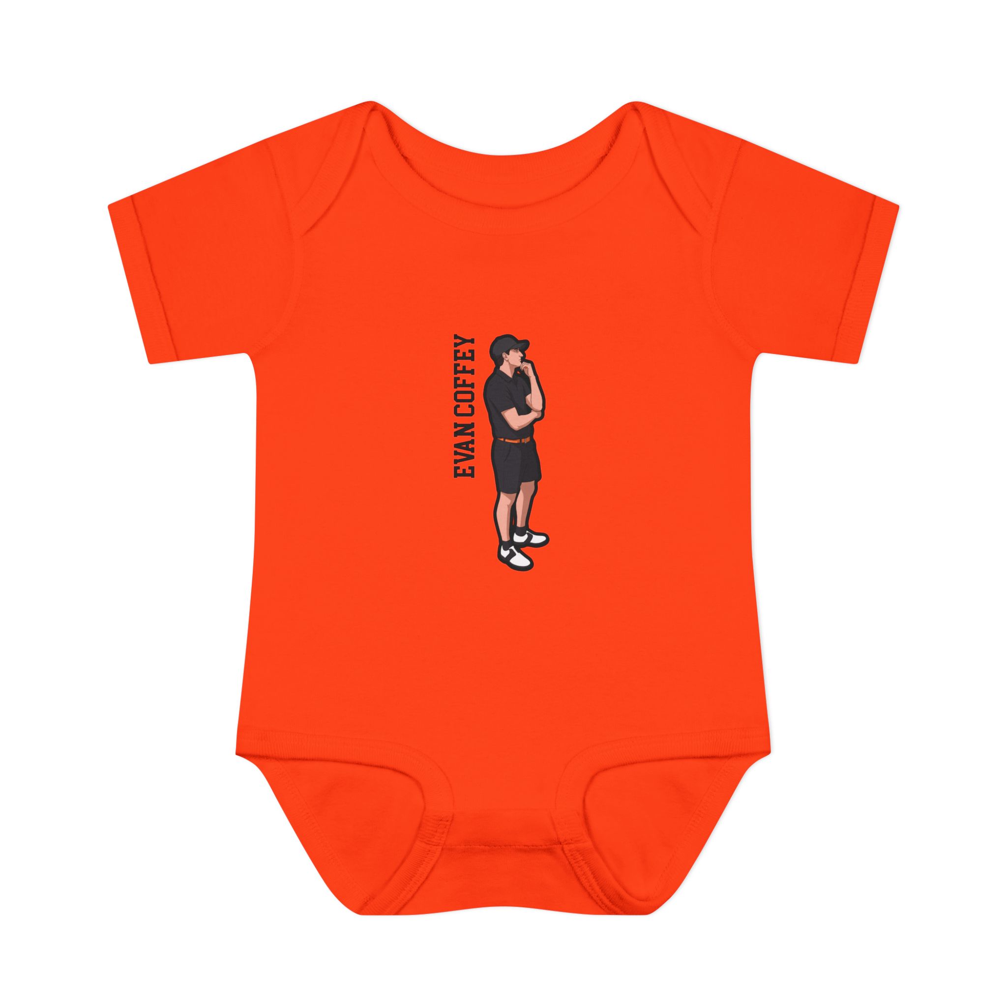 Baby Onesie — character_name_vertical in Orange