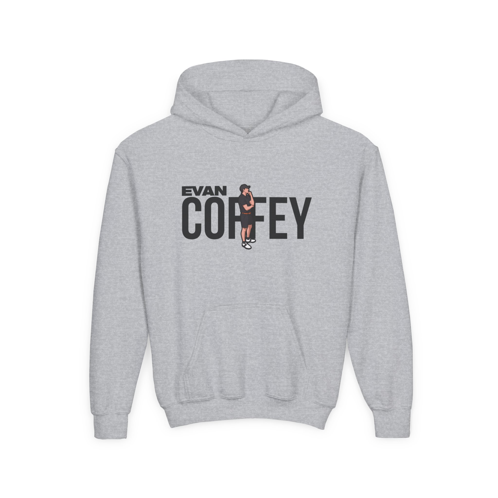 Youth Hoodie — character_player_name in Grey