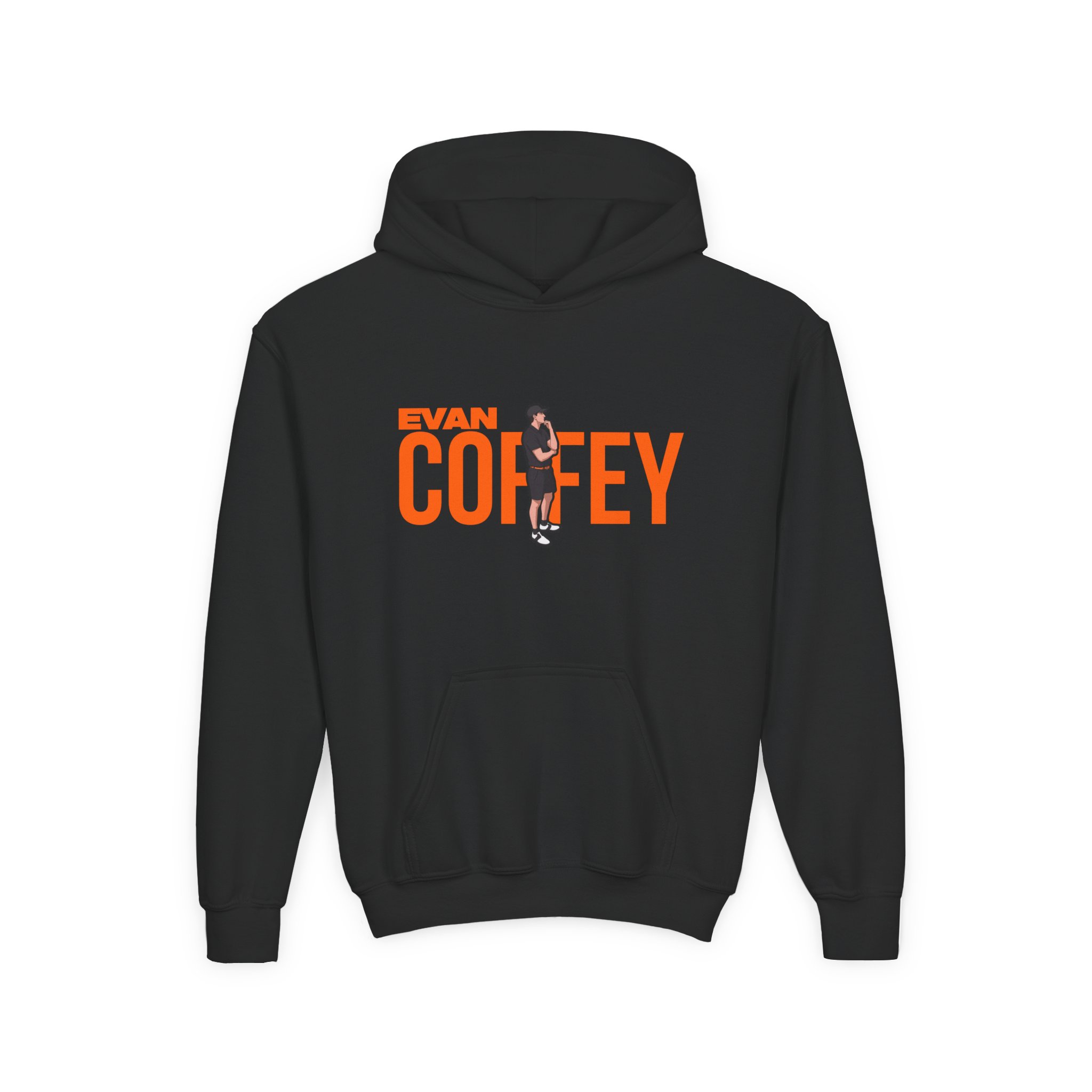 Youth Hoodie — character_player_name in Black
